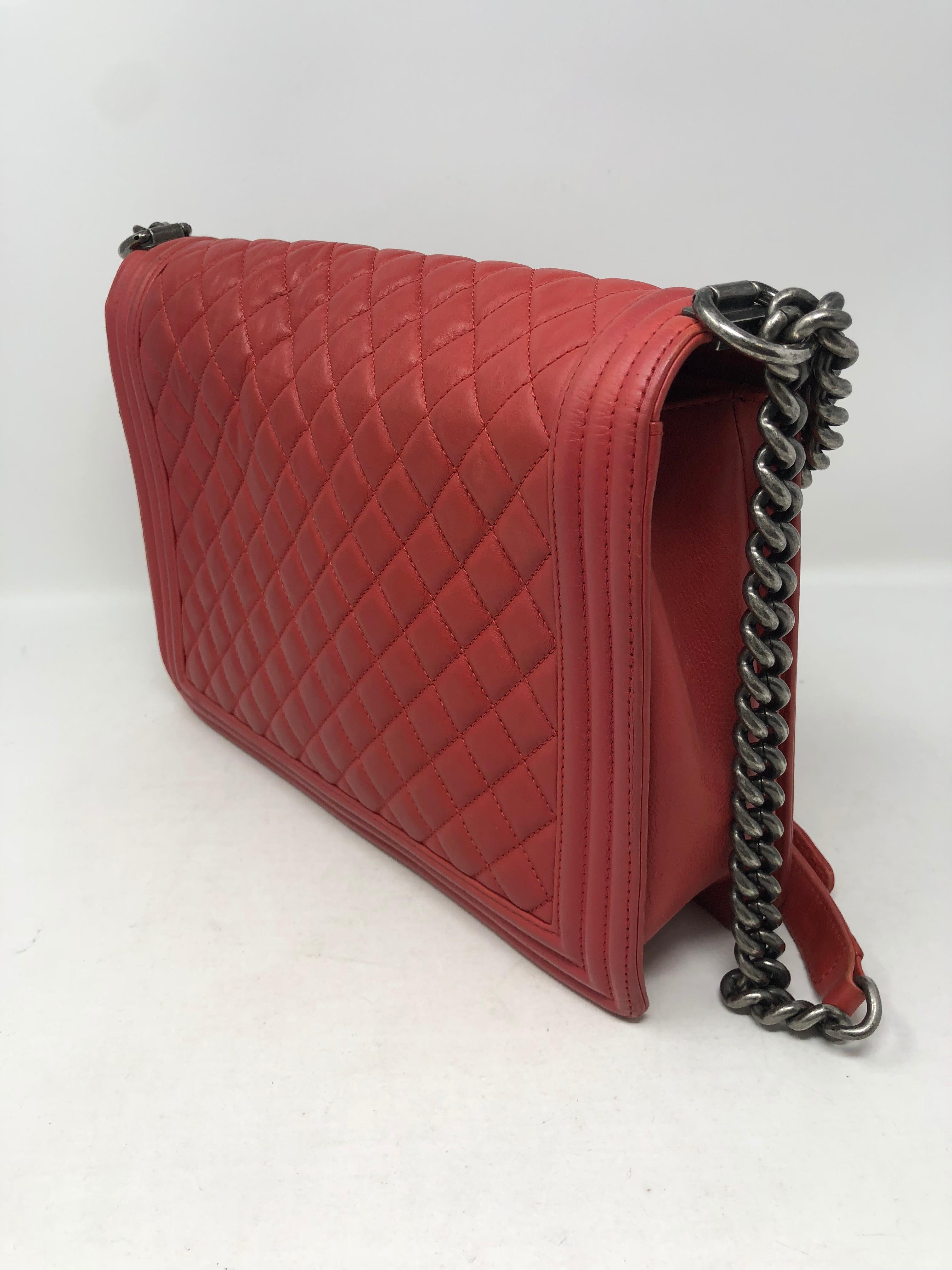 Chanel Red Boy Bag  In Good Condition In Athens, GA