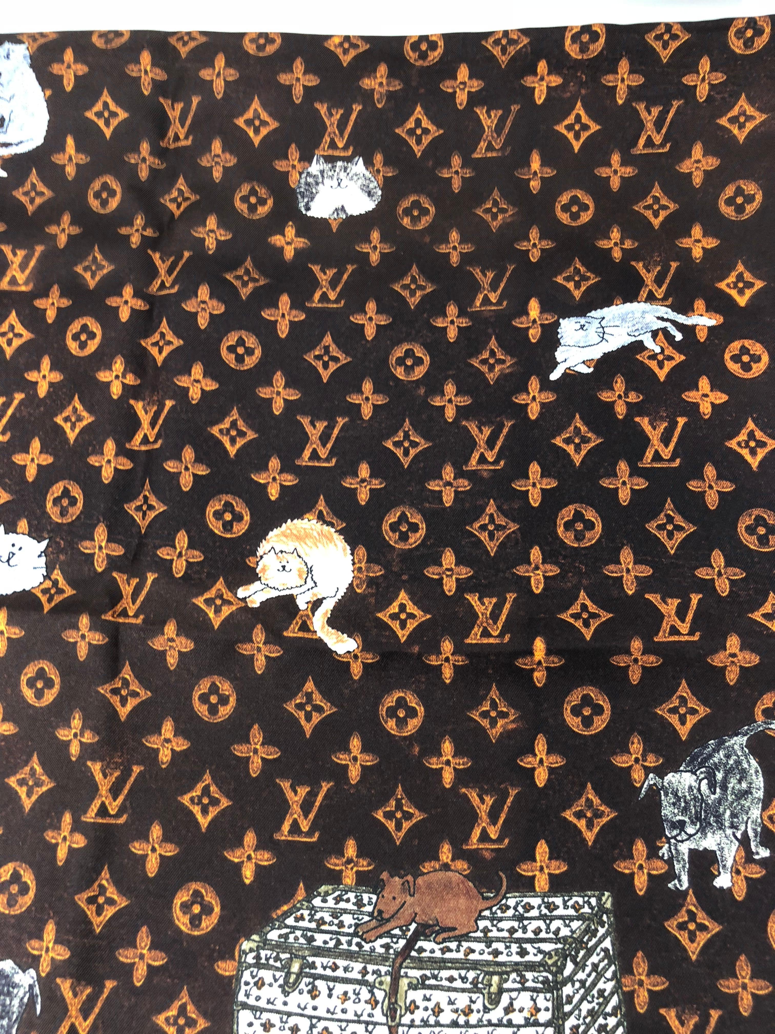 Women's or Men's Louis Vuitton Cat Silk Scarf Grace Coddington