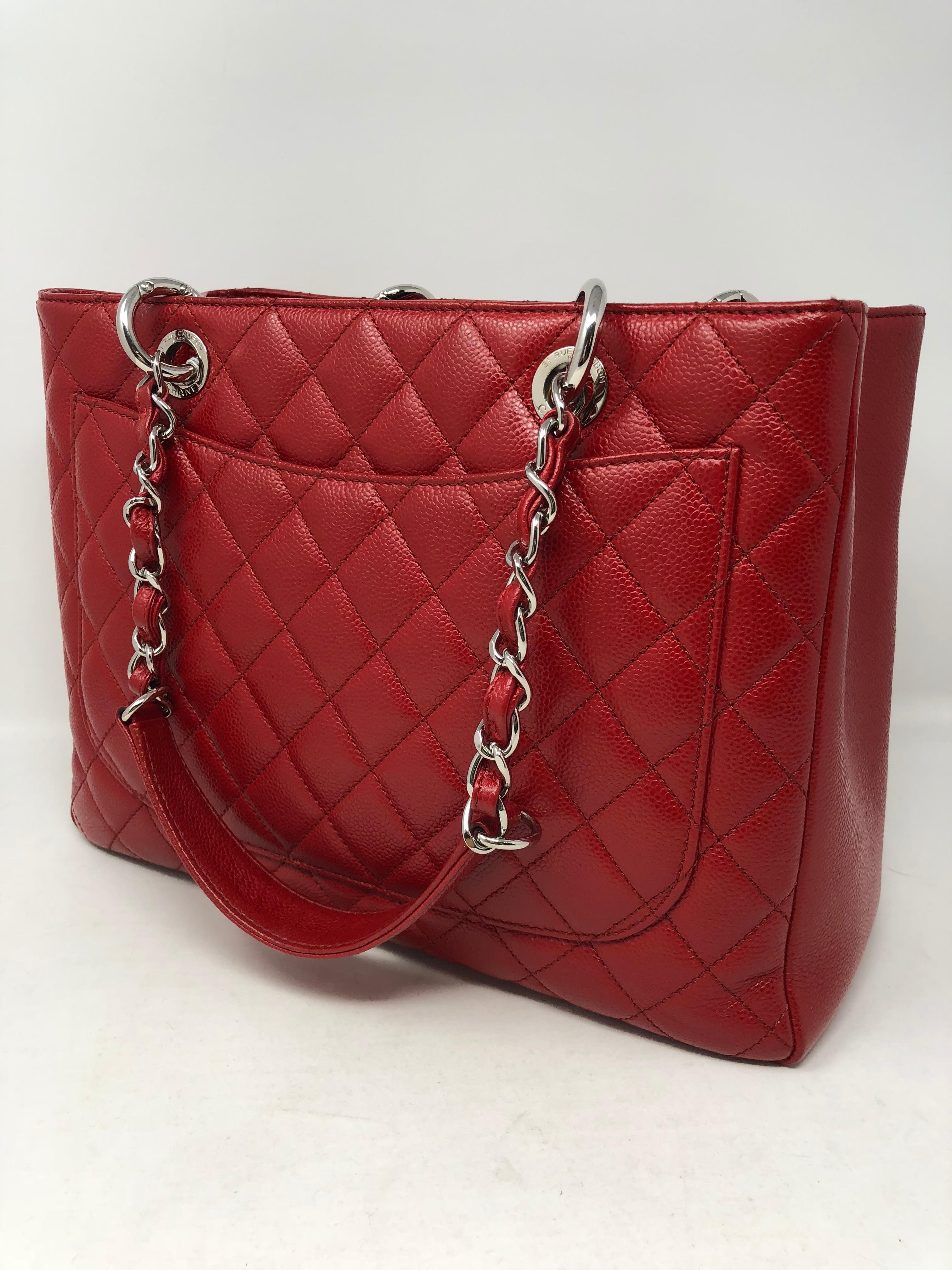 Chanel Red Grand Shopper Tote Bag In New Condition In Athens, GA