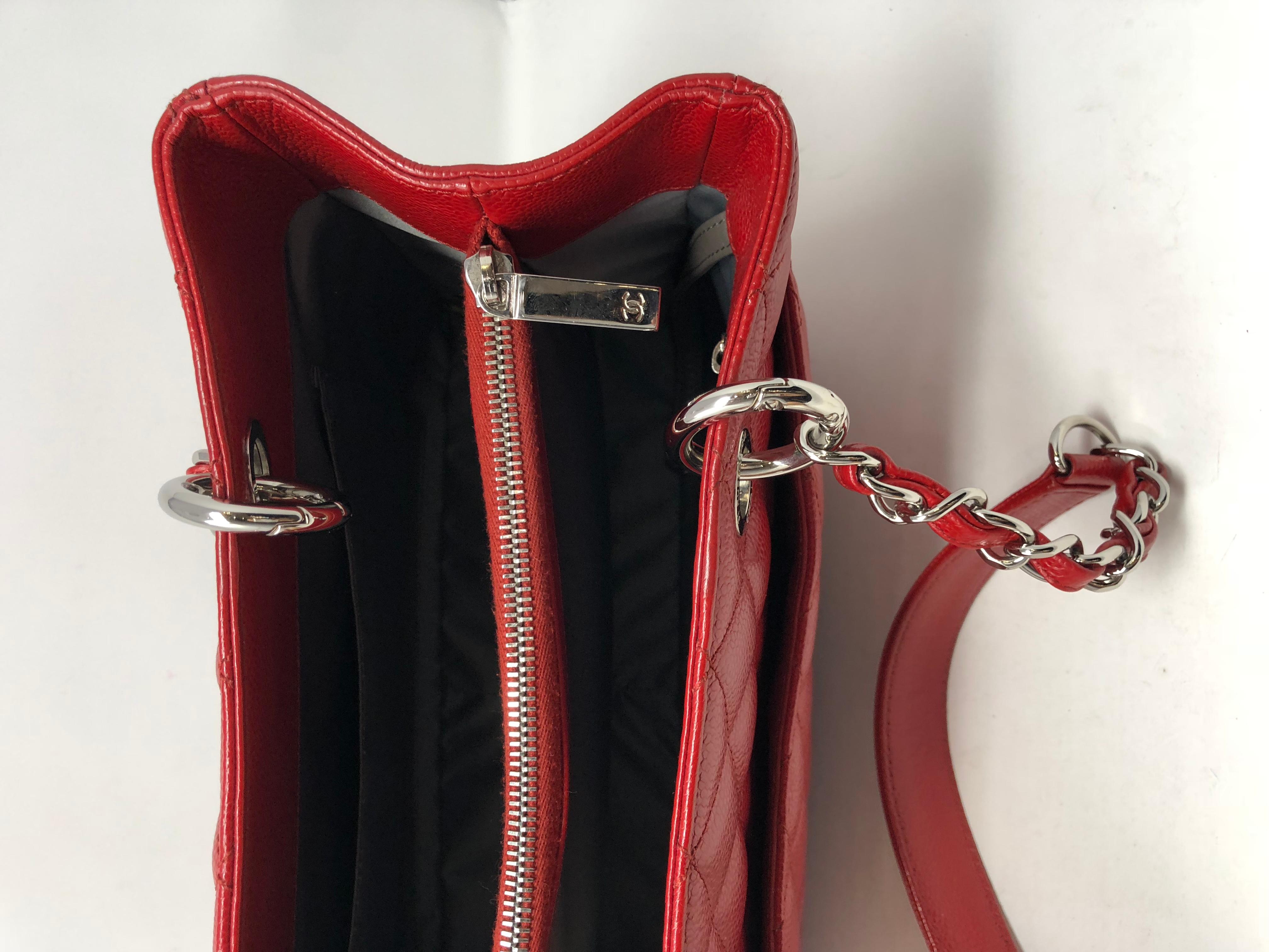 Chanel Red Grand Shopper Tote Bag 3