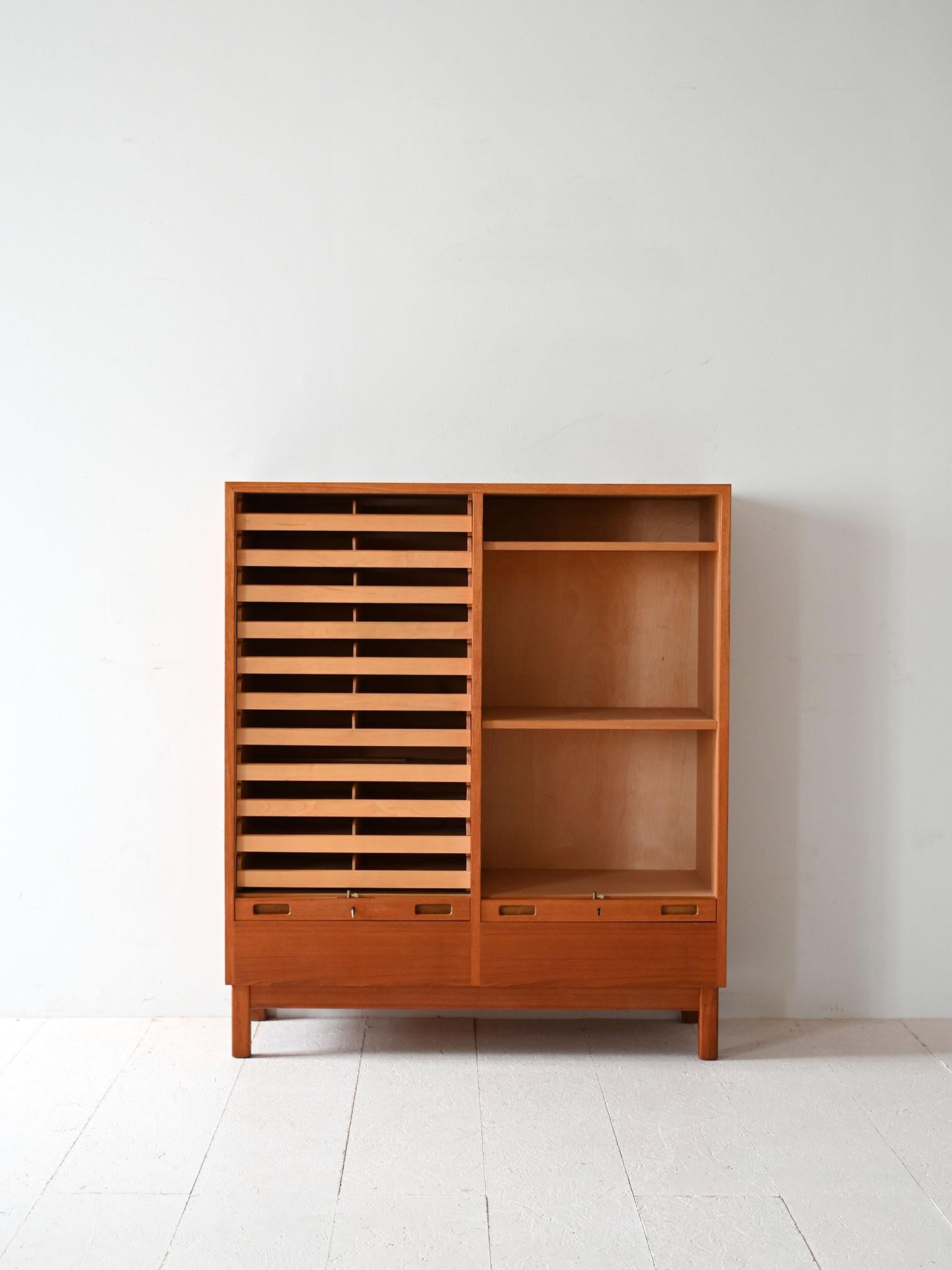 Scandinavian Modern Scandinavian teak archive with shutter doors For Sale