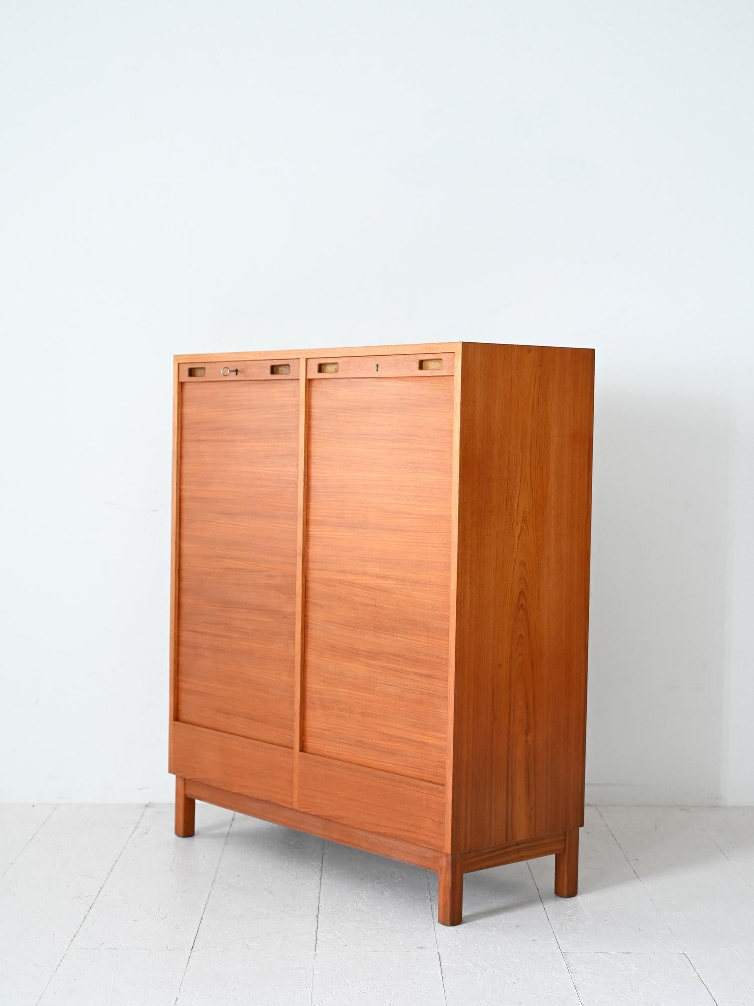 Mid-20th Century Scandinavian teak archive with shutter doors For Sale