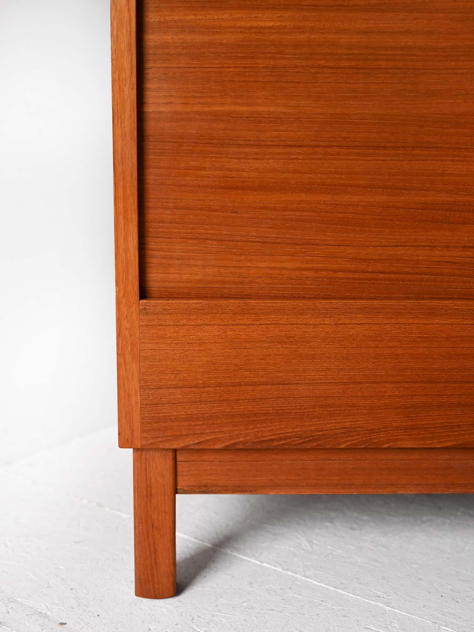 Teak Scandinavian teak archive with shutter doors For Sale
