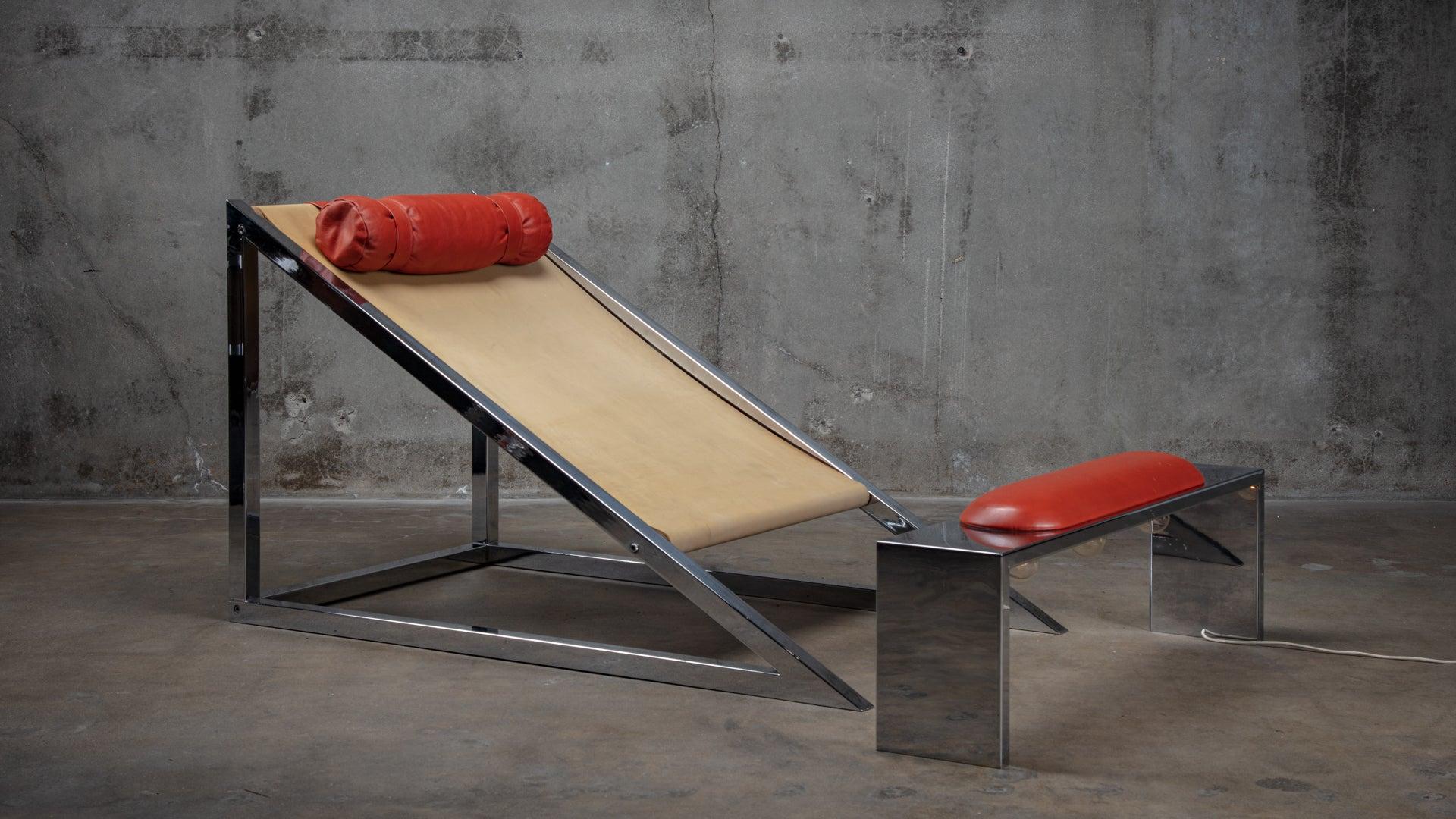 Archizoom Associati for Poltrona Mies Chair and Ottoman In Good Condition In Los Angeles, CA
