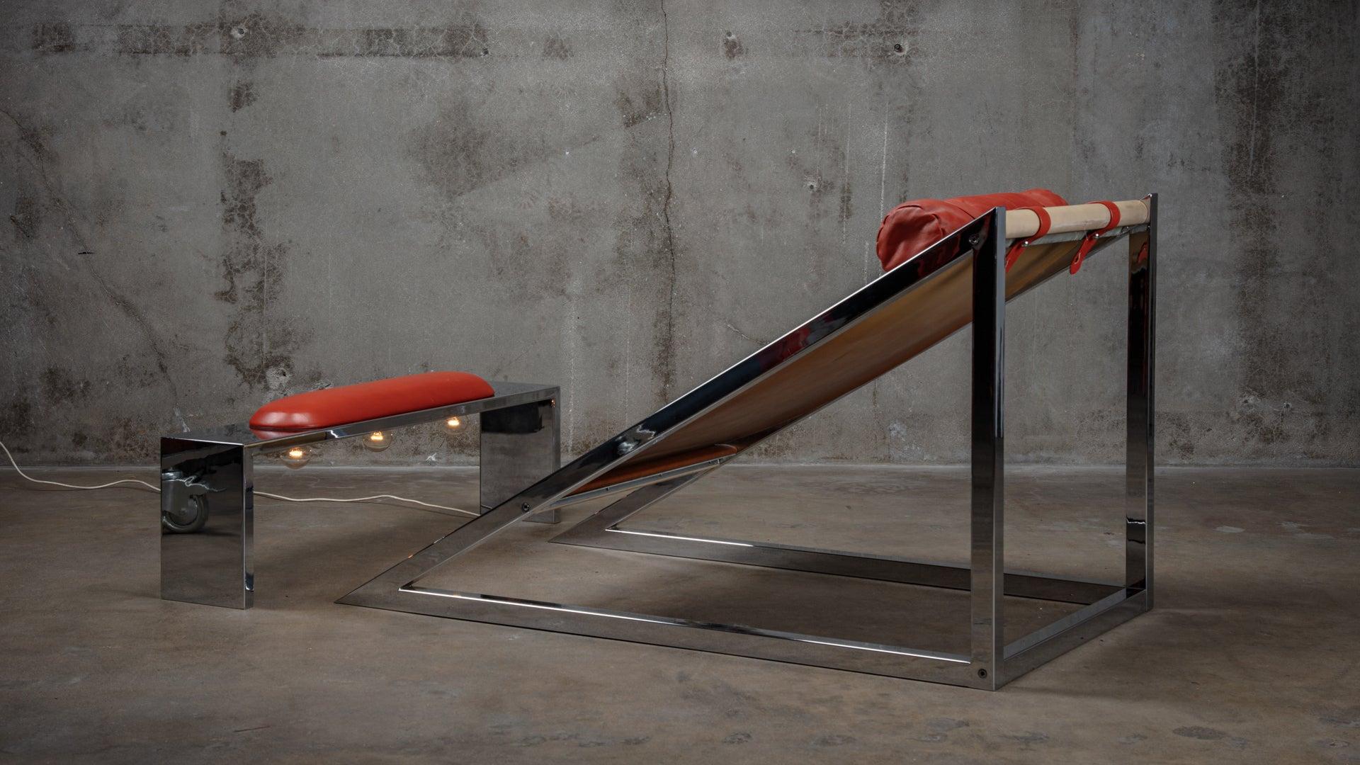 Contemporary Archizoom Associati for Poltrona Mies Chair and Ottoman
