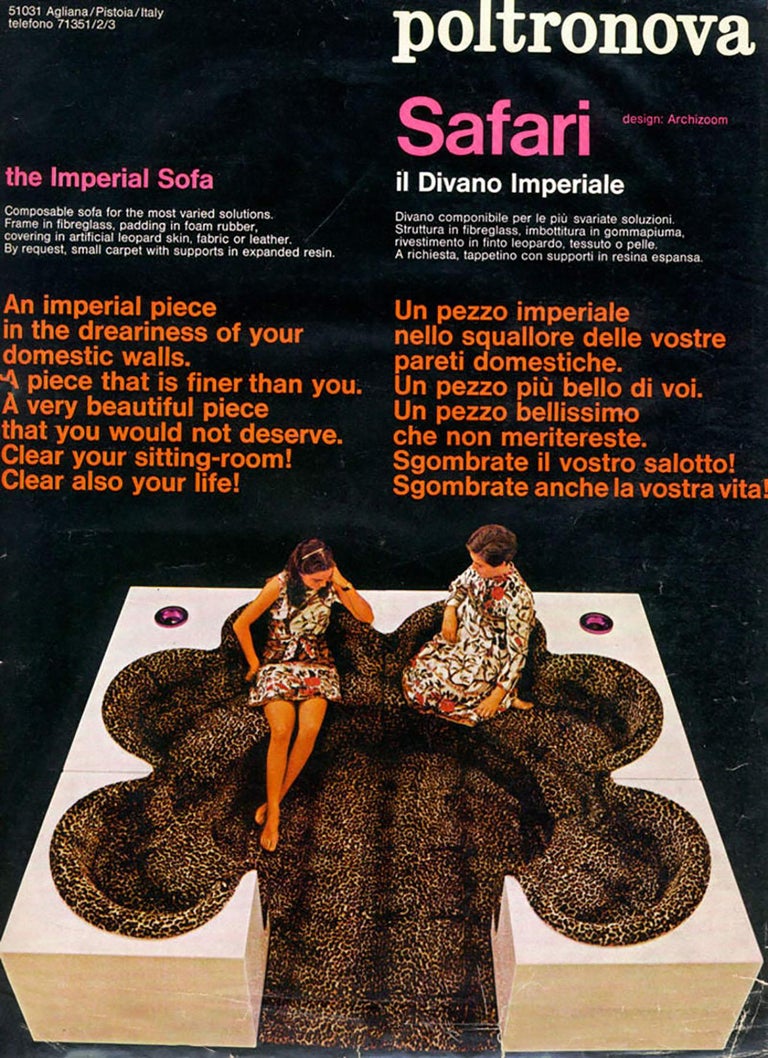 Archizoom Associati Modular Safari Imperial Sofa for Paltronova Italy 1970s  For Sale 10