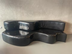 Archizoom Associati Poltronova Superonda Sofa Glossy Black PVC, Italy, 1967