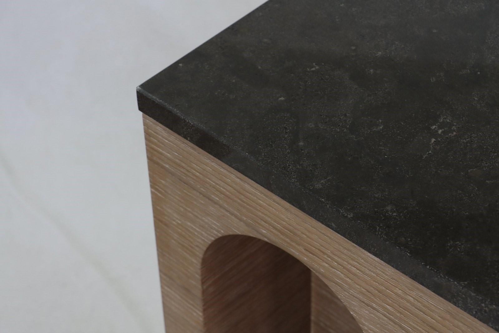 Archway Console Table In Limed Oak With Stone Top For Sale 1
