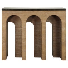 Table console Archway en chêne chauffé avec plateau en marbre