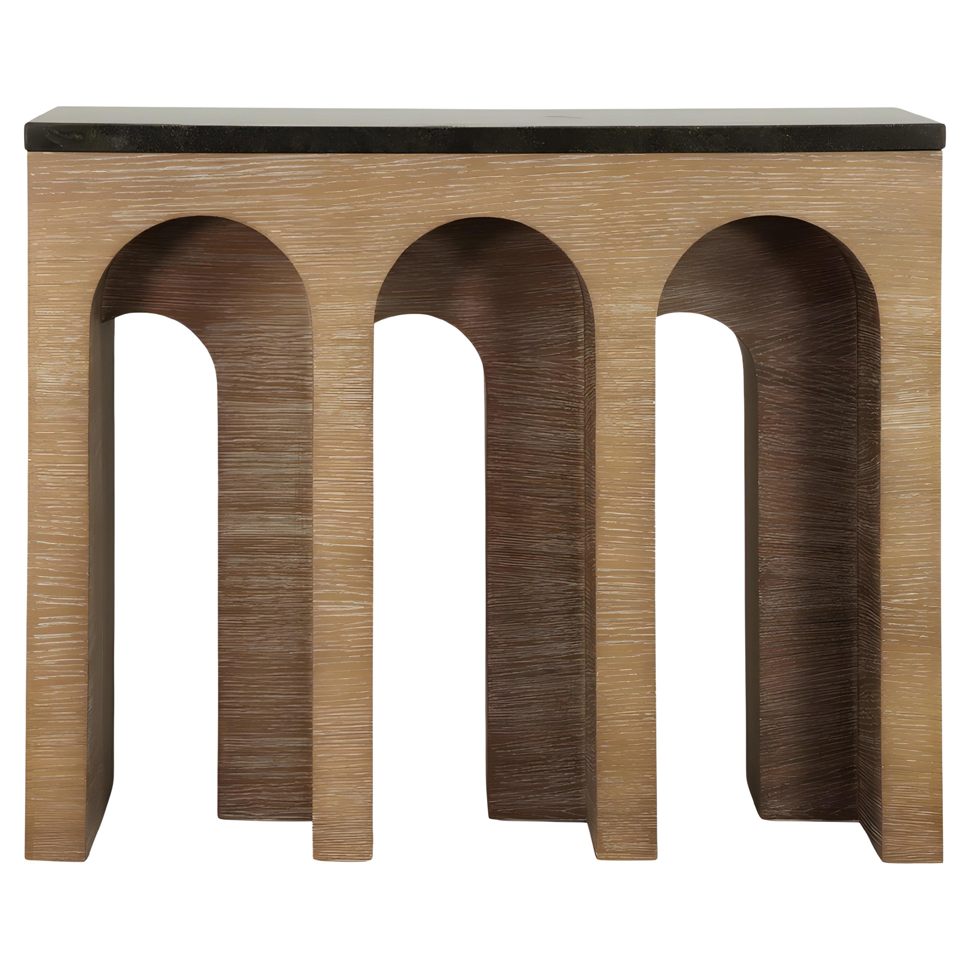 Tavolo Console Archway in Oak sbiancato con piano in Stone