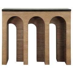Tavolo Console Archway in Oak sbiancato con piano in Stone