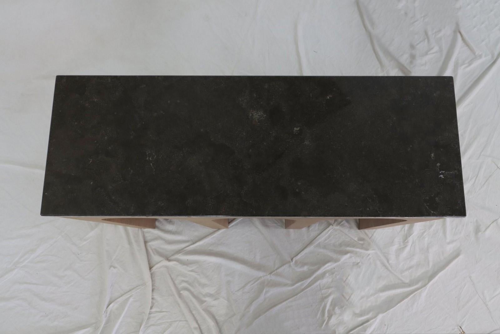 Archway Console Table In Limed Oak With Stone Top For Sale 2