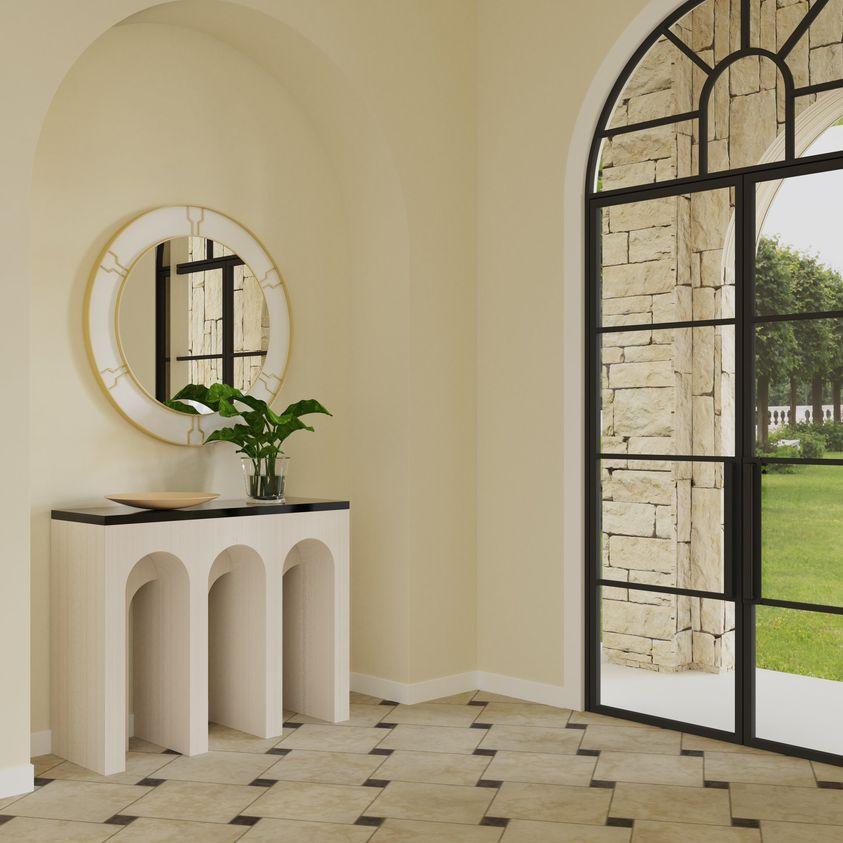 Portuguese Archway Console Table In Two Tone Lacquer With Stone Top By José Castro For Sale