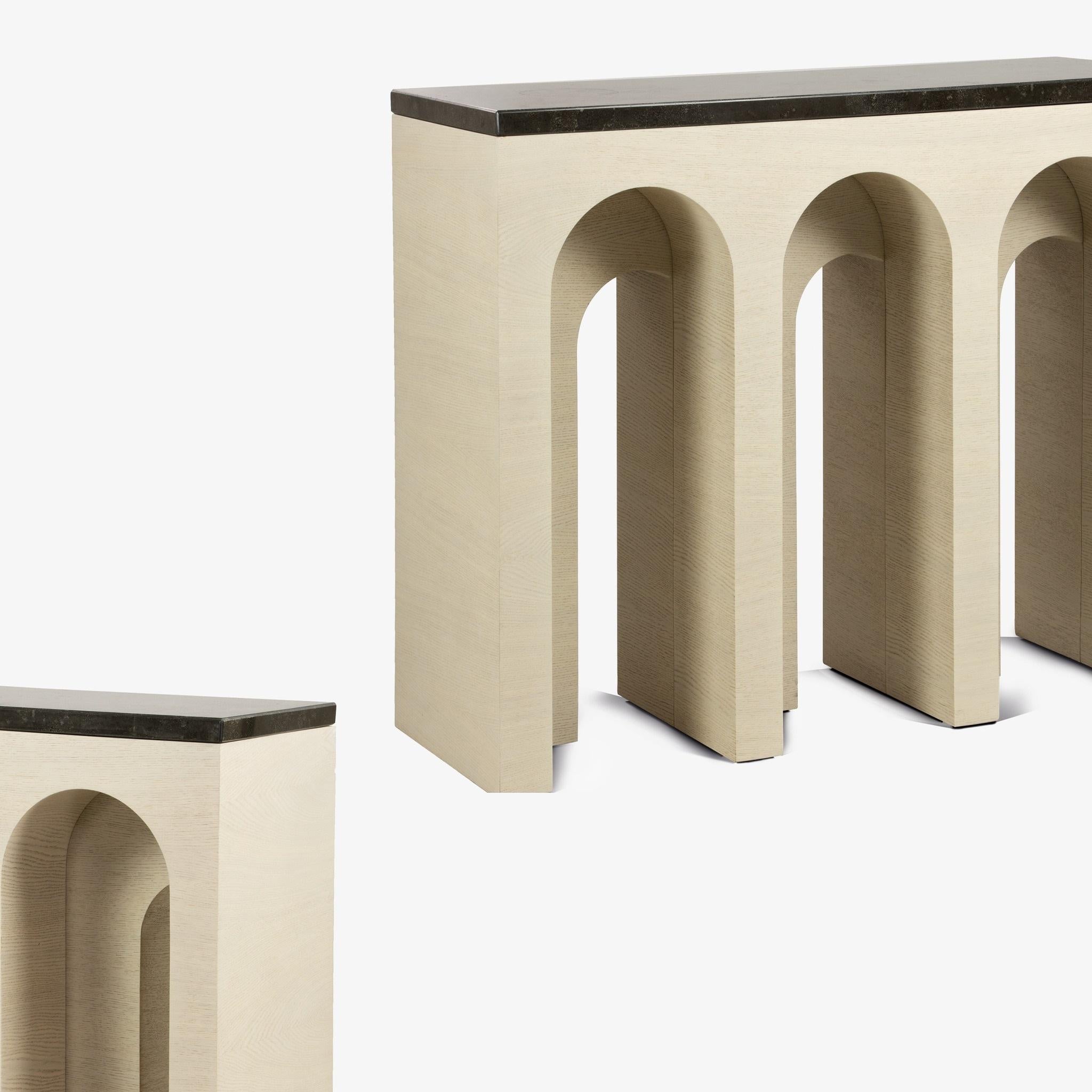 Contemporary Archway Console Table In Two Tone Lacquer With Stone Top By José Castro For Sale