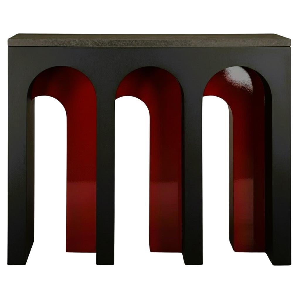 Archway Console Table In Two Tone Lacquer With Stone Top By José Castro For Sale