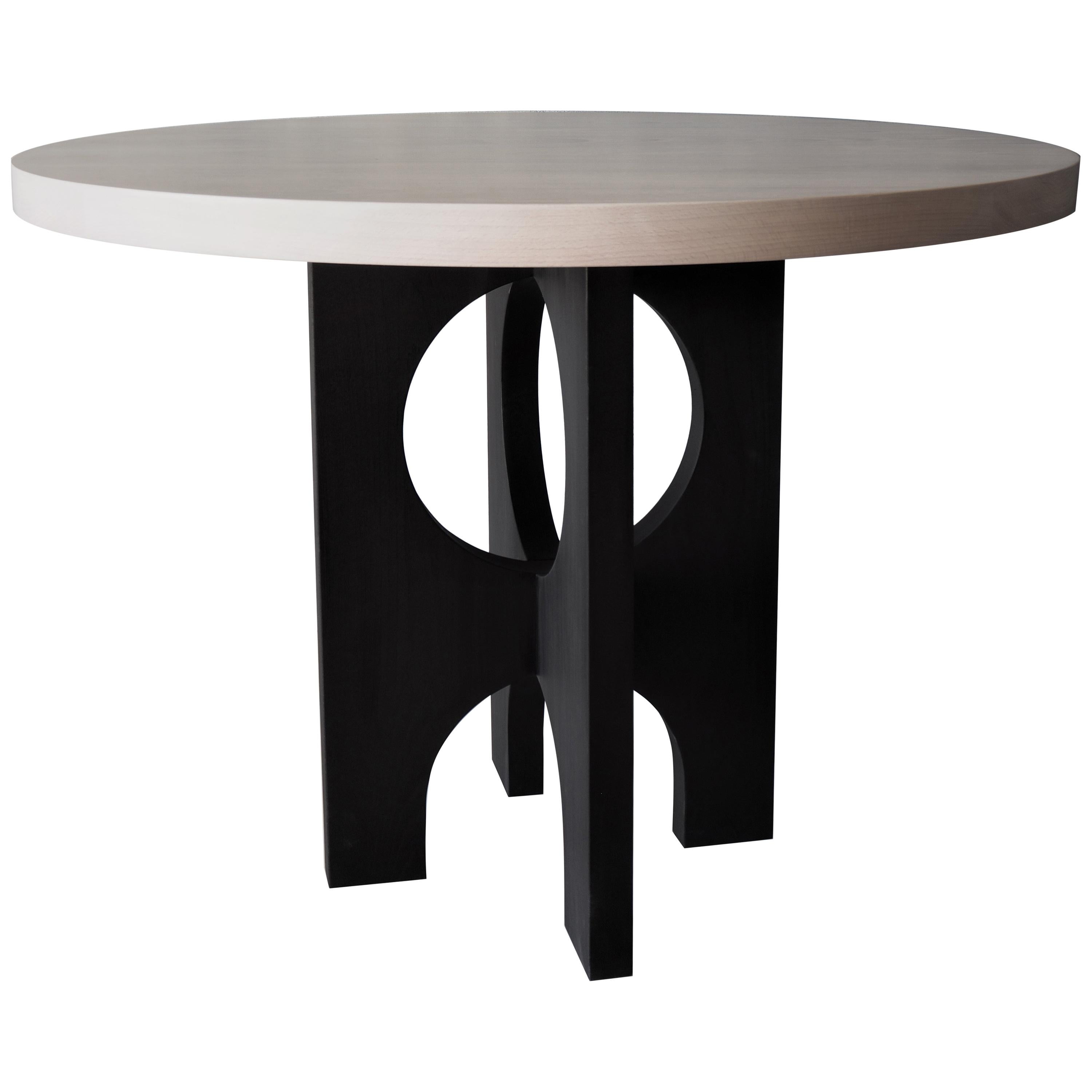 Archway Dining Table, India Ink Black and White Washed by MSJ Furniture Studio For Sale