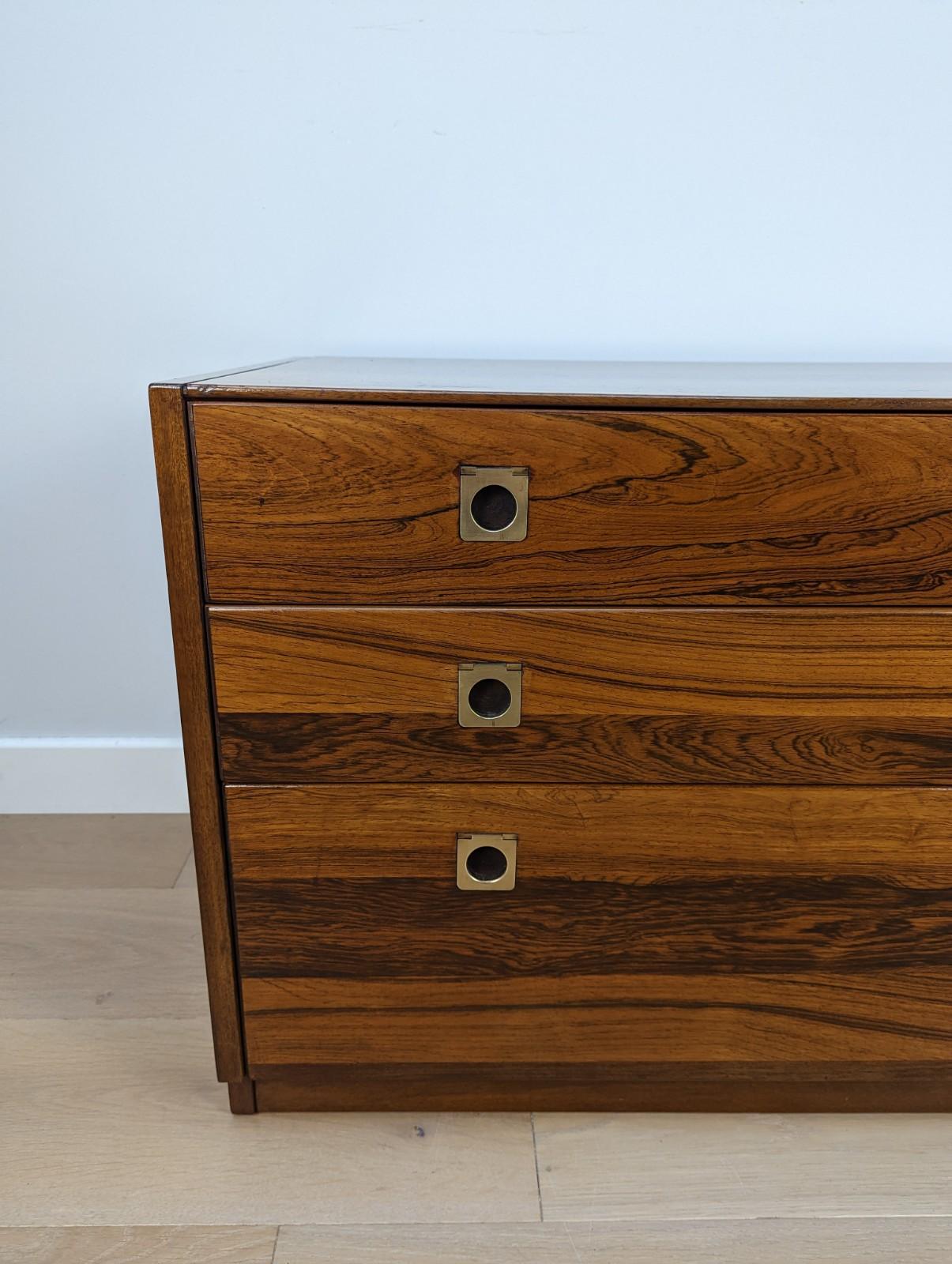 Brass Arcie Shine and Robert Heritage Rosewood Chest of Drawers for Heals of London
