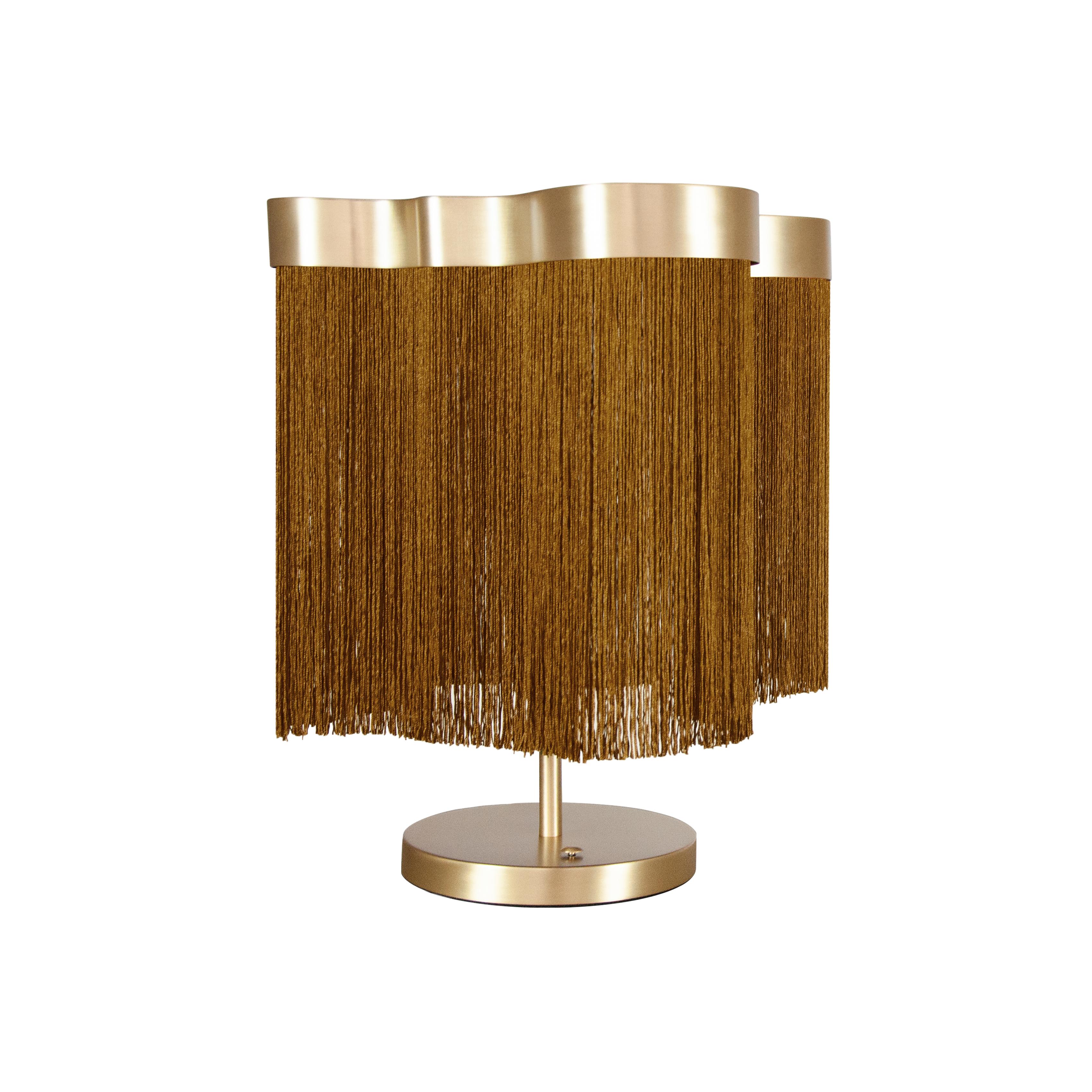 Arcipelago Maiorca Dimmable Table Lamp in Satin Brass with Cognac Color For Sale