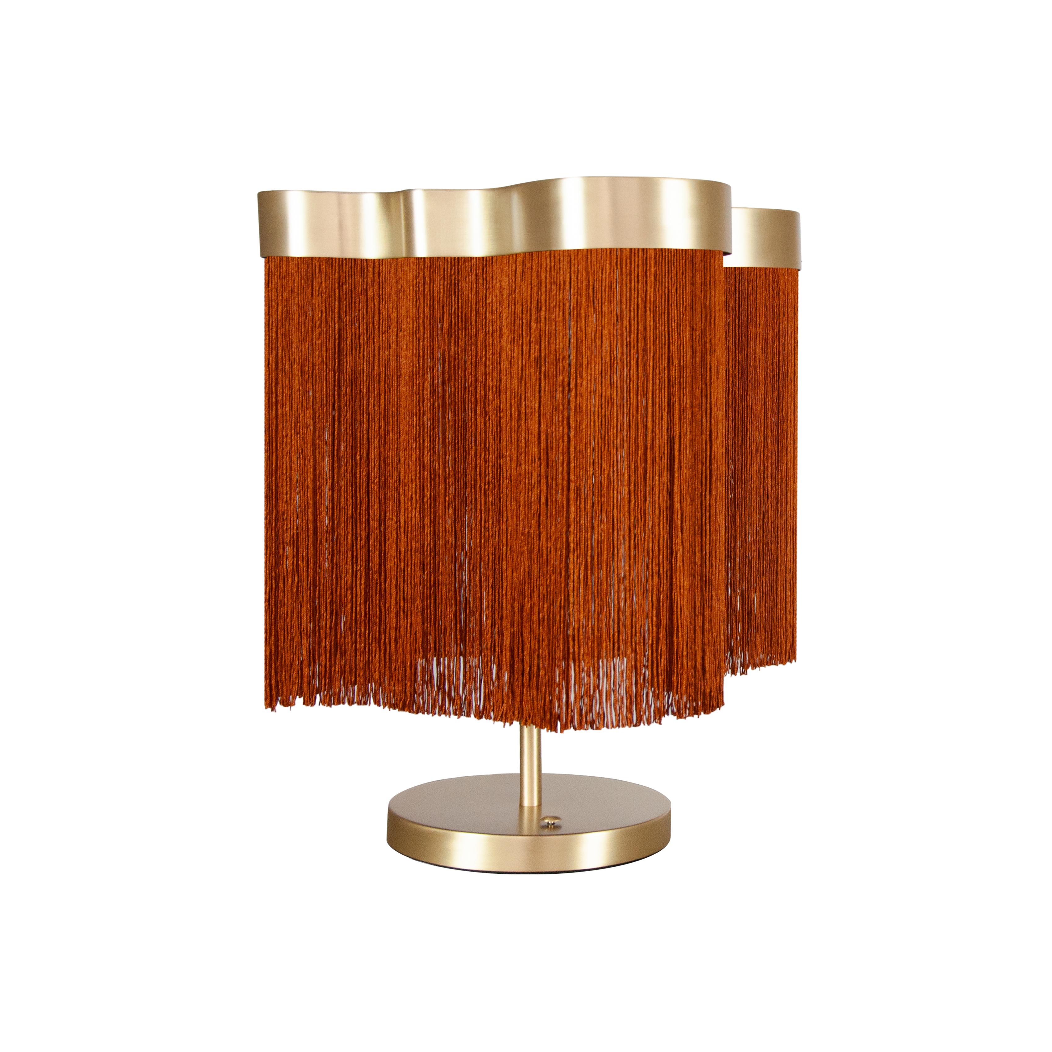Arcipelago Maiorca Dimmable Table Lamp in Satin Brass with Rust Color Fireproof