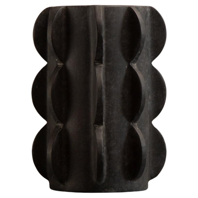 'Arcissimo' Sculptural Ceramic Vase Black, Large For Sale