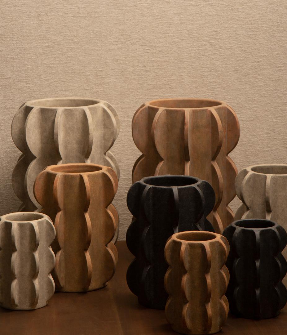 Philippine 'Arcissimo' Sculptural Ceramic Vase Brown, Large For Sale