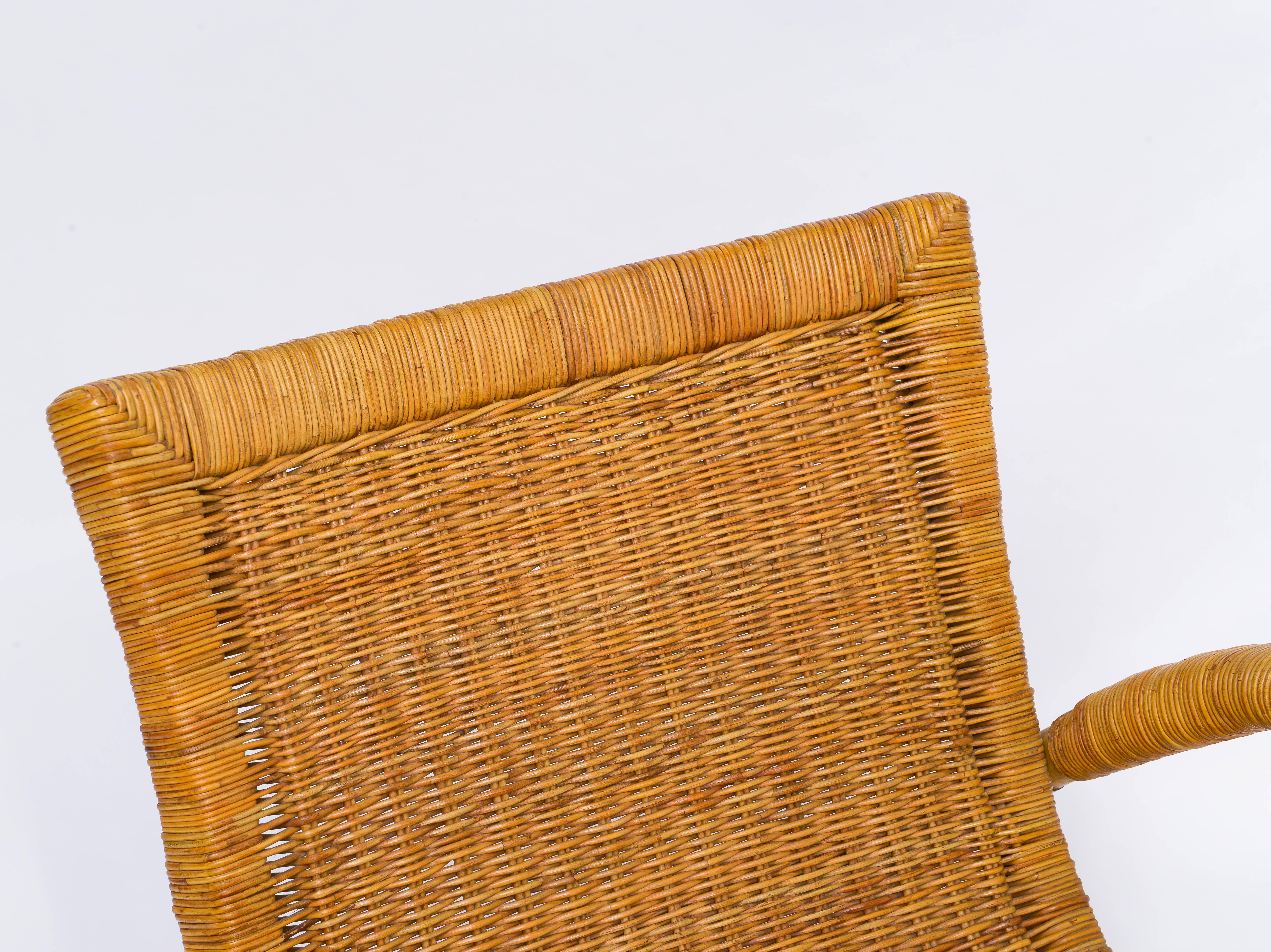 Arco Bamboo Cane Woven Architectural Chairs, Med Century For Sale 6