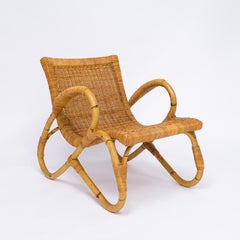 Chaises architecturales Arco tissées en canne de bambou, Med Century