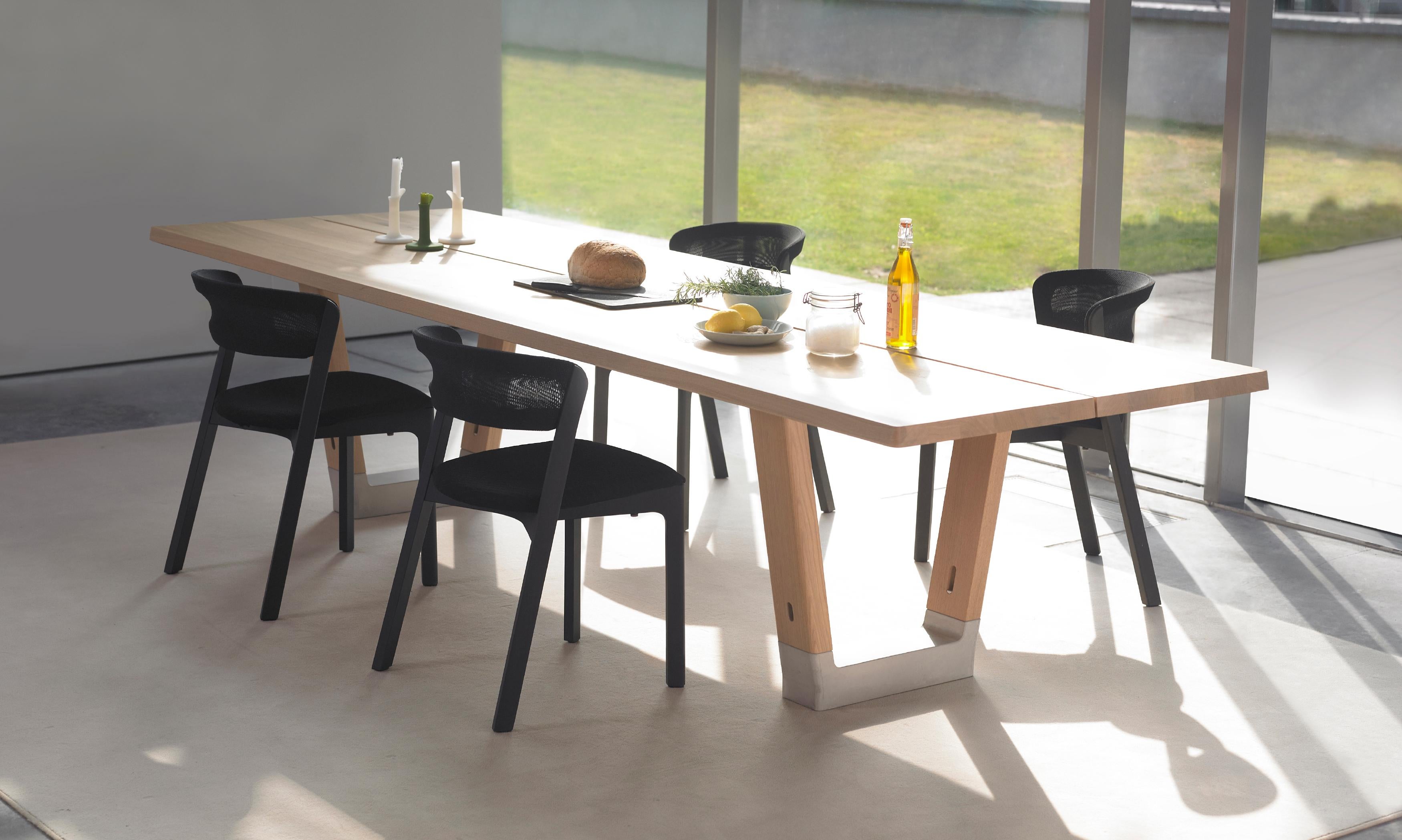 Contemporary Customizable Arco Base Wood and Concrete Table by Jorre Van Ast For Sale