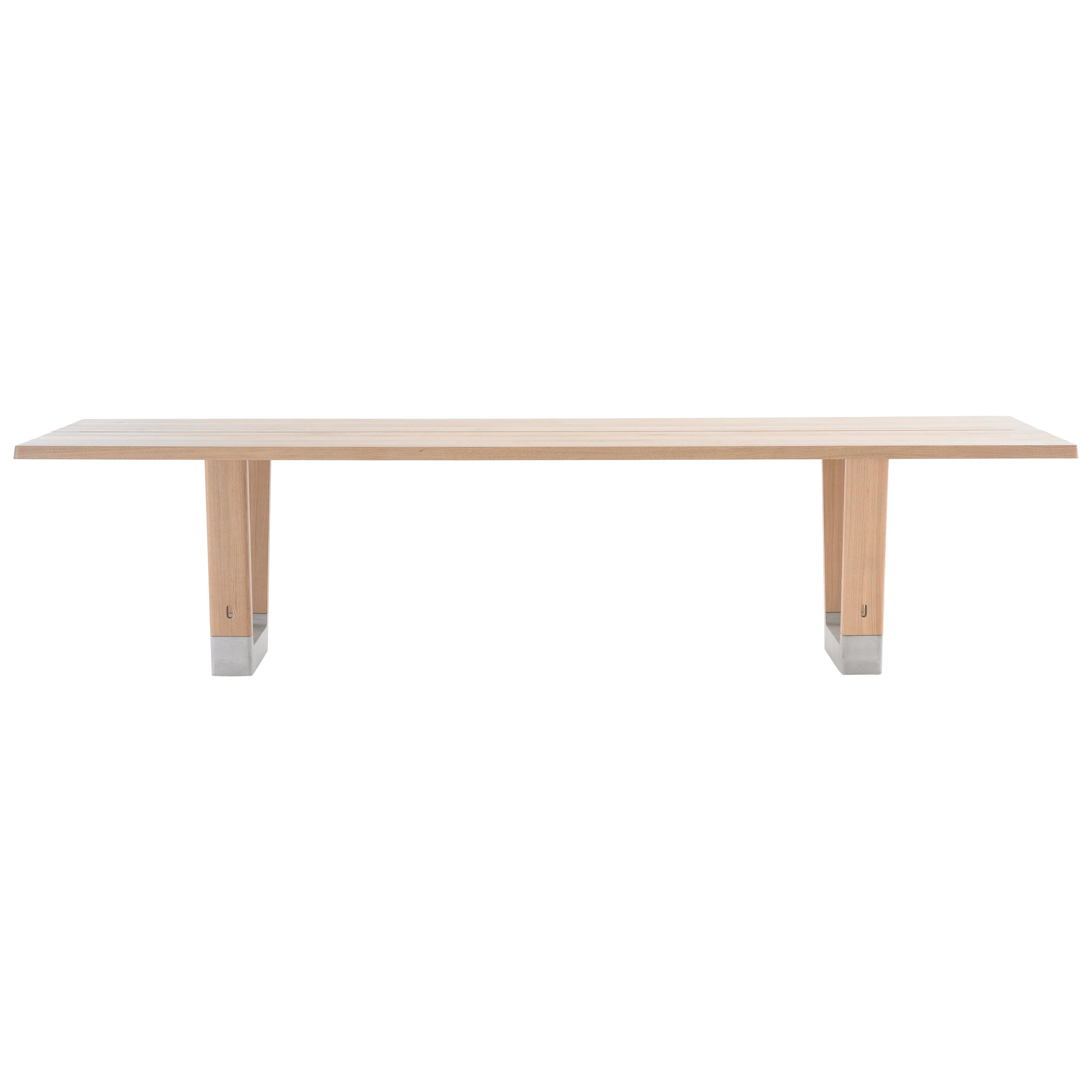 Anpassbarer Tisch mit Arco-Sockel aus Holz und Beton von Jorre Van Ast