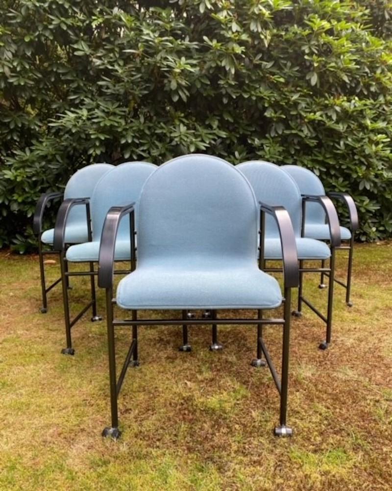 Post-Modern Arco Blue Dutch Design Armchairs, Memphis Style, Ca. 1980s