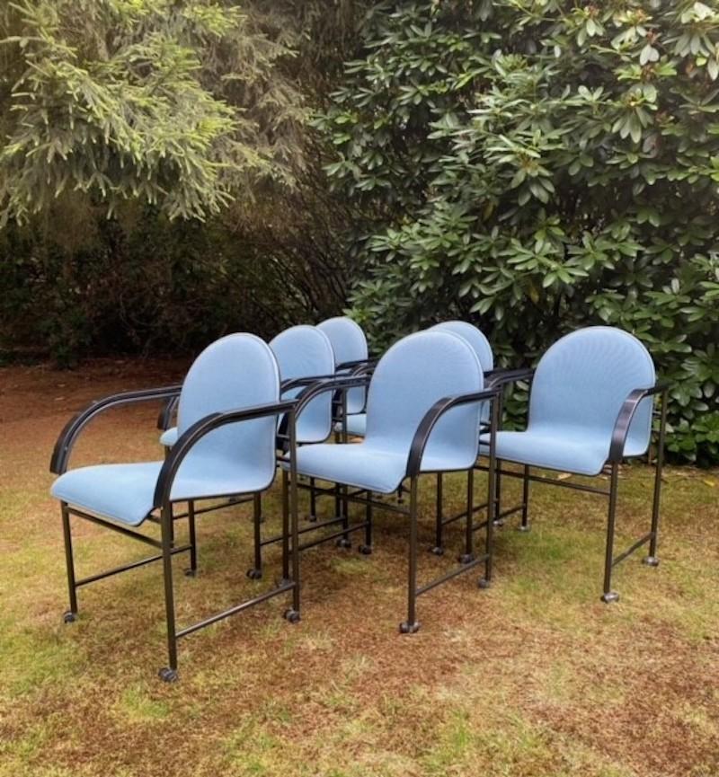 Arco Blue Dutch Design Armchairs, Memphis Style, Ca. 1980s For Sale 1