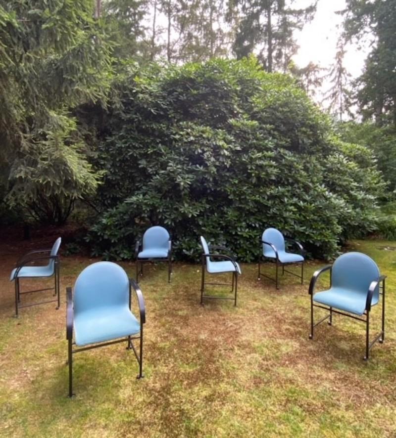 Arco Blue Dutch Design Armchairs, Memphis Style, Ca. 1980s For Sale 3