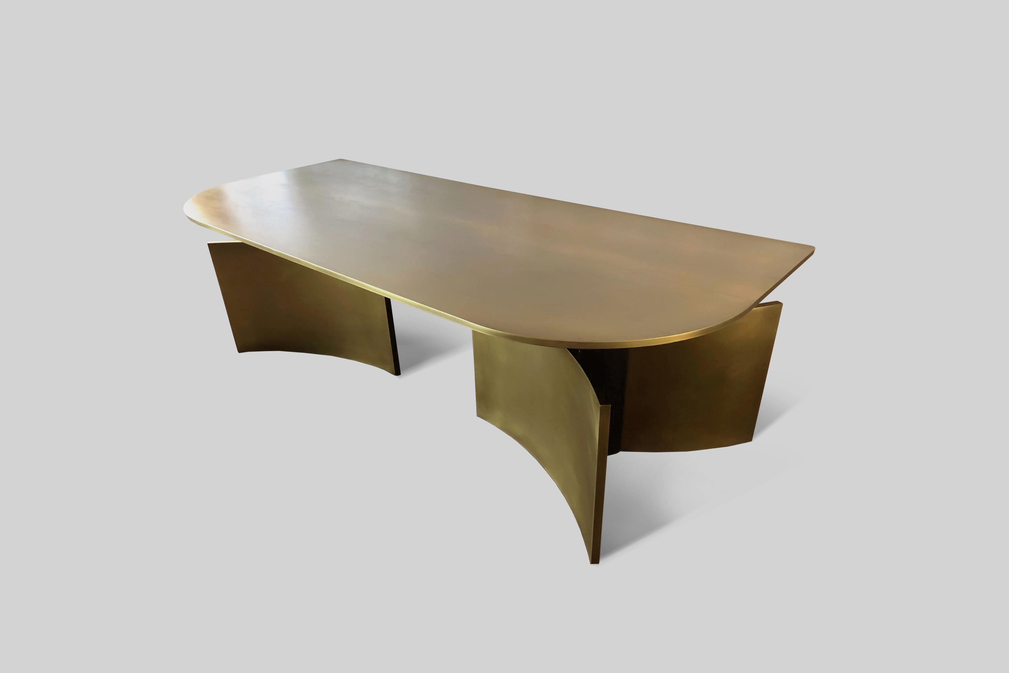 The Arca Desk in Plated Brass Structure by Alexander Diaz Anderson

Dimensions: 
L 244.0 cm/ 96.0