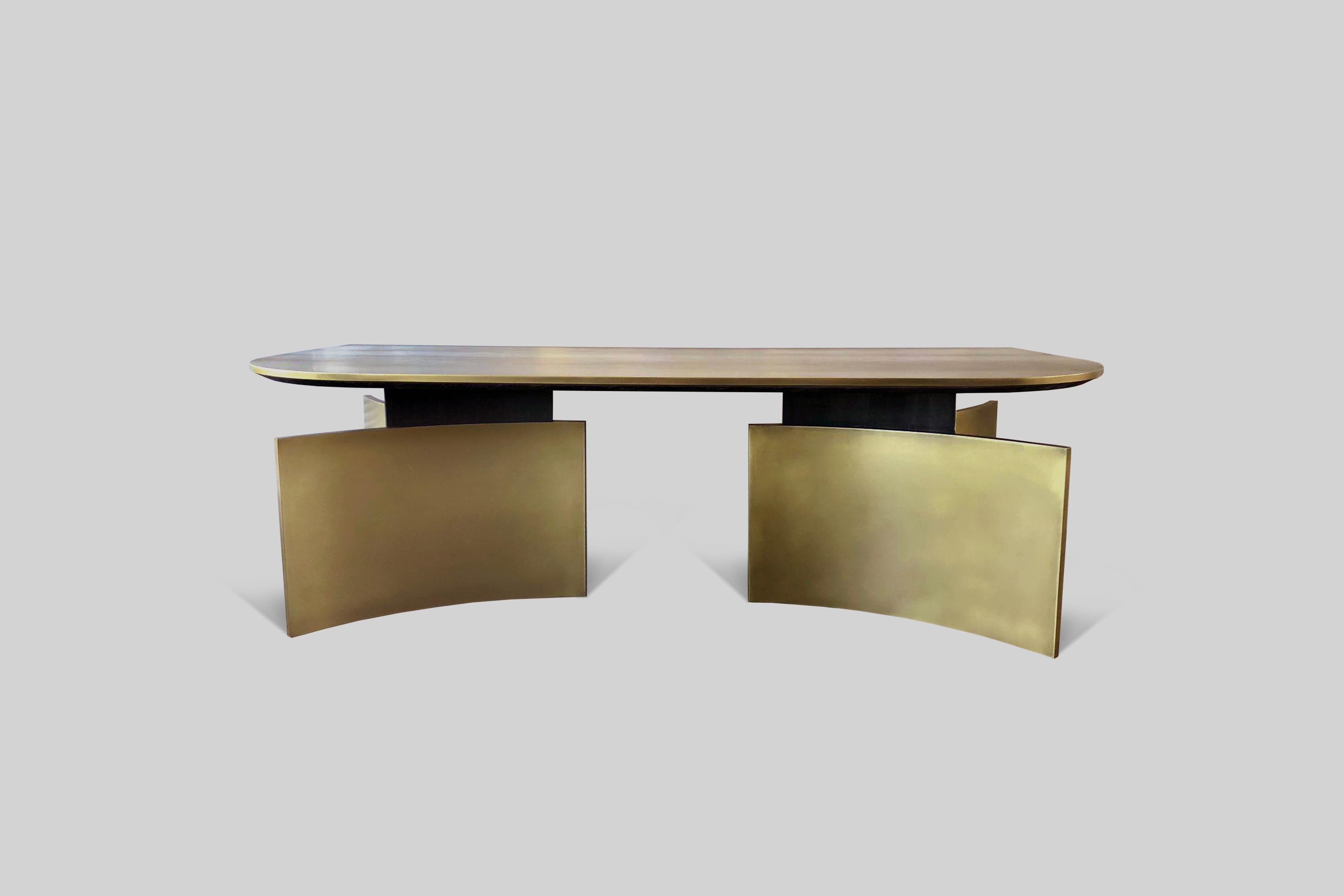 Industrial Arco Brass Desk by ATRA For Sale