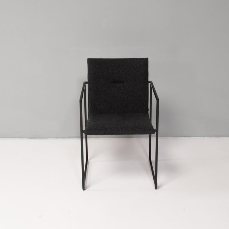 Dutch Arco by Burkhard Vogtherr Black Metal and Grey Fabric Frame Chairs, Set of 10 For Sale
