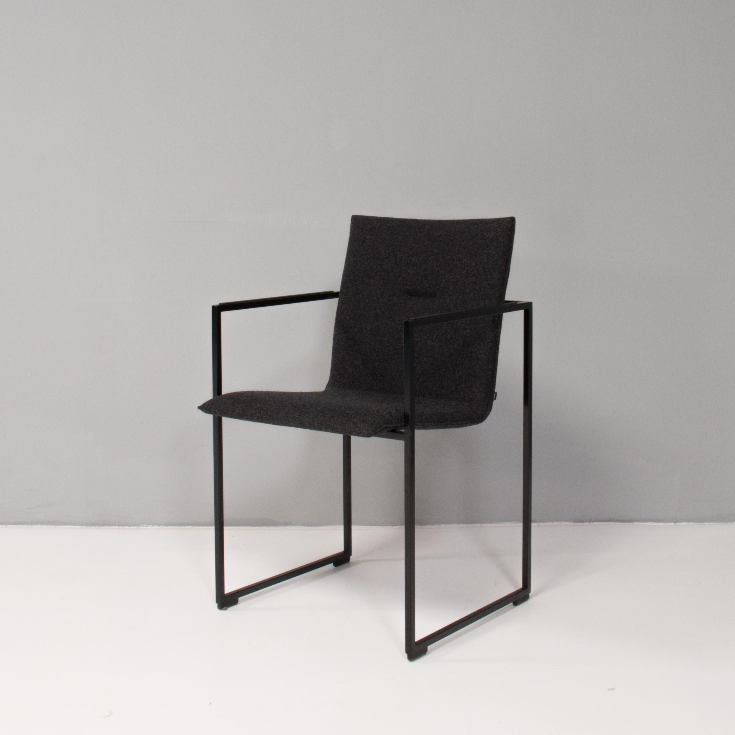 Arco by Burkhard Vogtherr Black Metal and Grey Frame Dining Chairs, Set of 10 In Good Condition In London, GB