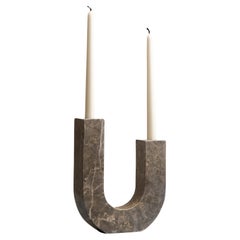 'Arco' Candle Holder Grey Marble 