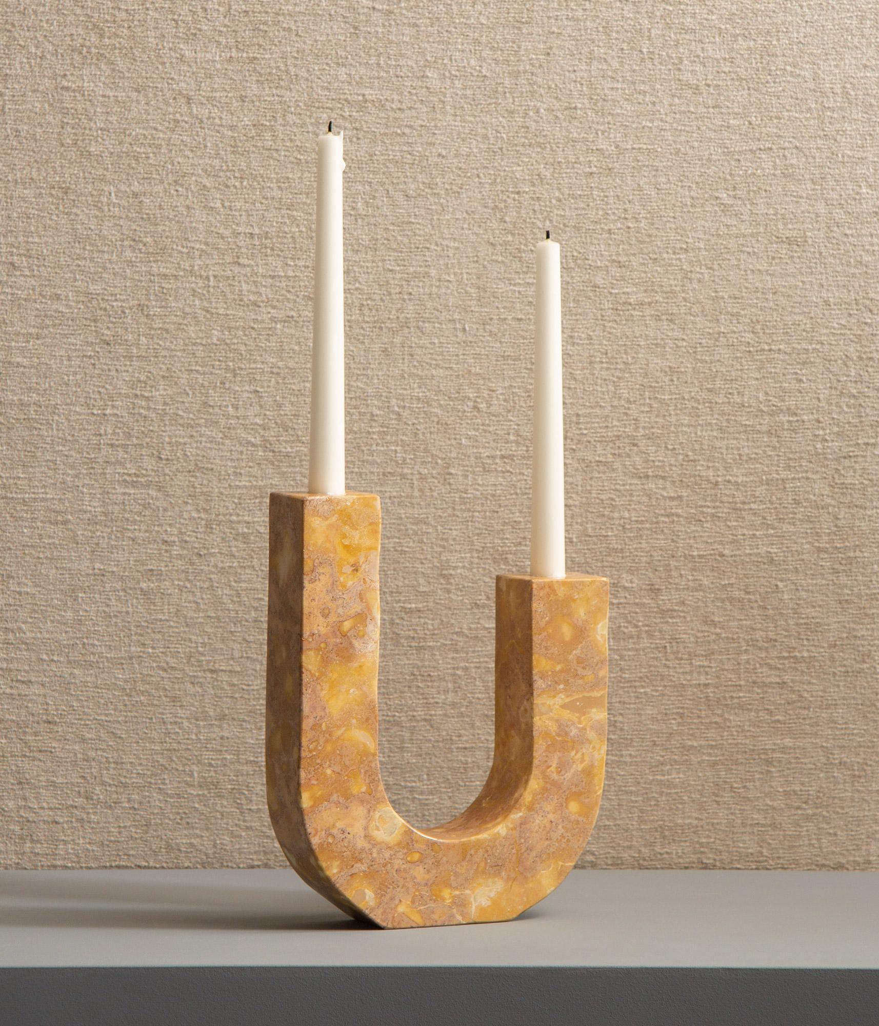Arco candle holder gets its inspiration from grand arches from buildings and places we have visited, especially in our home town Palma there are so many incredible buildings with these shapes. The candleholder is made of marble which is a natural