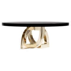 Table de salle à manger ronde Arco en bronze poli par Palena Furniture