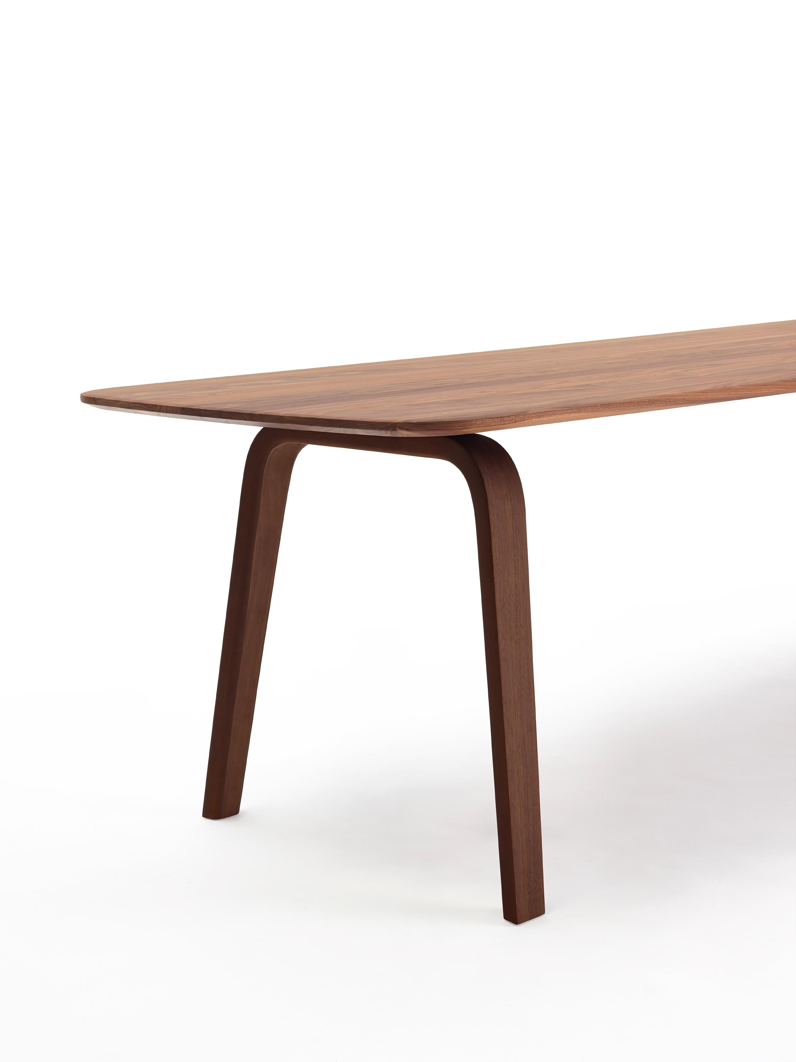 Dutch Customizable Arco Essential Wood Walnut Table by Gudmundur Ludvik For Sale
