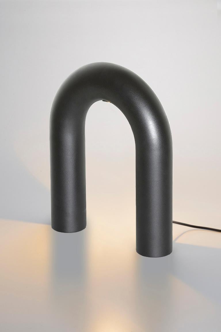 Brazilian Arco Lamp, Black Edition, by RAIN, Contemporary Table Lamp, Stainless Steel For Sale