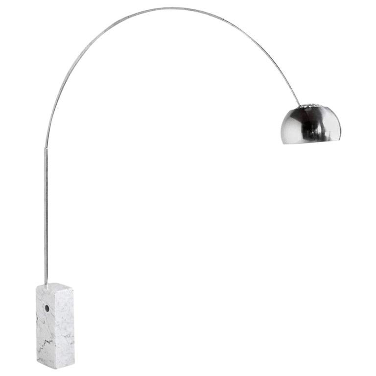 Vintage Italian Stainless Steel And Marble Arco Lamp at 1stDibs