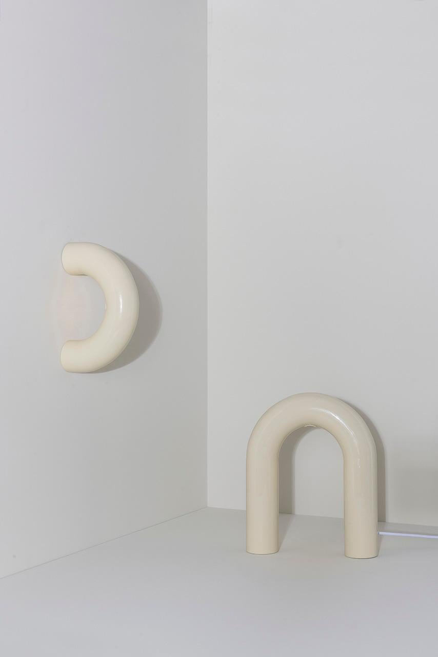 Brazilian Arco Lamp, Off-White, by Rain, Contemporary Wall Lamp, Stainless Steel For Sale