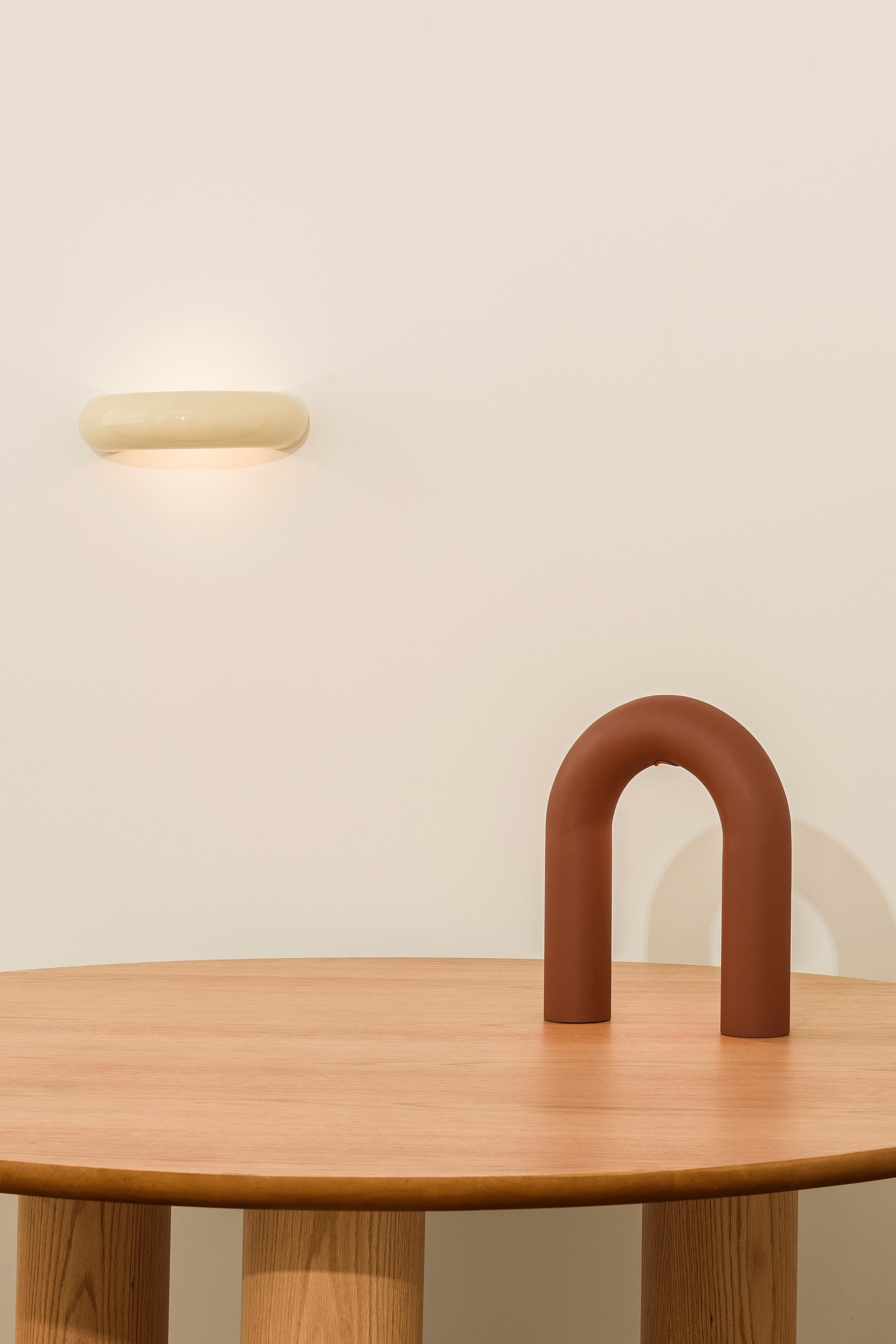 Arco Lamp, Terracotta, by Rain, Contemporary Table Lamp, Stainless Steel In New Condition For Sale In Sao Paulo, SP