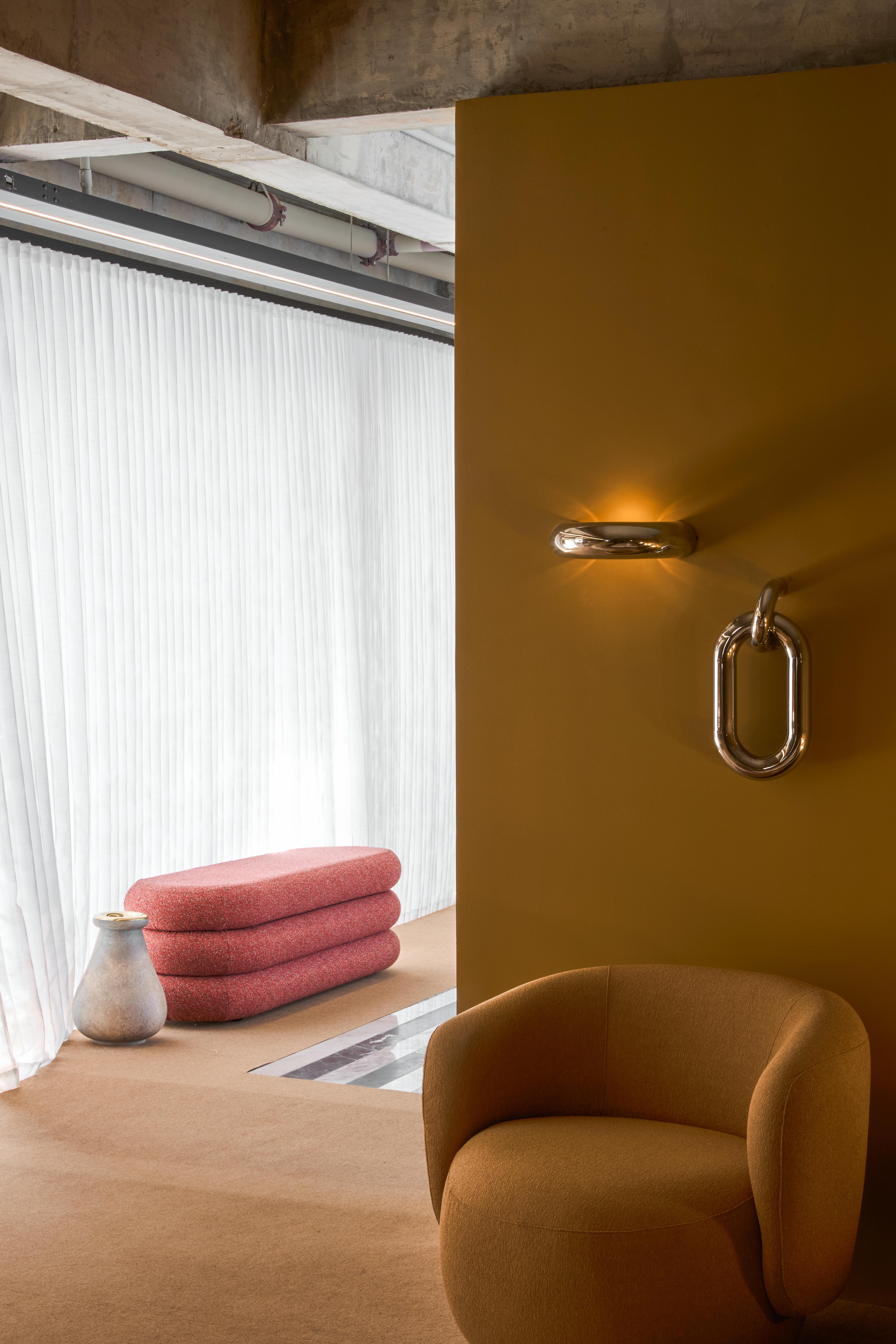Arco Lamp, Terracotta, by Rain, Contemporary Wall Lamp, Stainless Steel For Sale 6