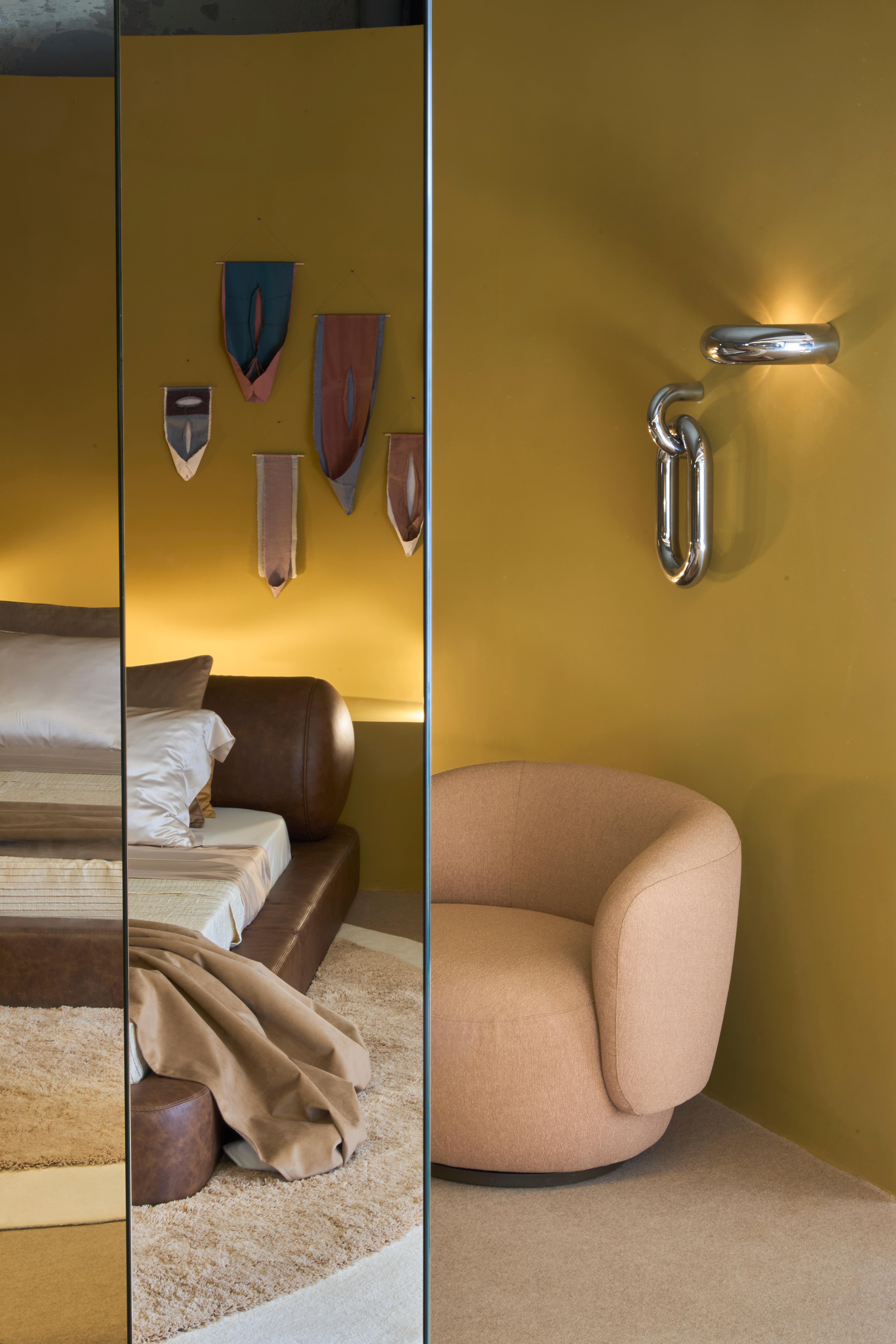 Arco Lamp, Terracotta, by Rain, Contemporary Wall Lamp, Stainless Steel For Sale 7