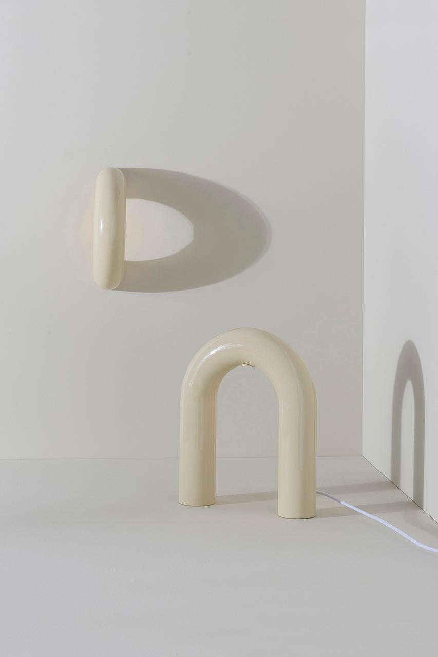 Arco Lamp, White, by RAIN, Contemporary Table Lamp, Stainless Steel In New Condition For Sale In Sao Paulo, SP