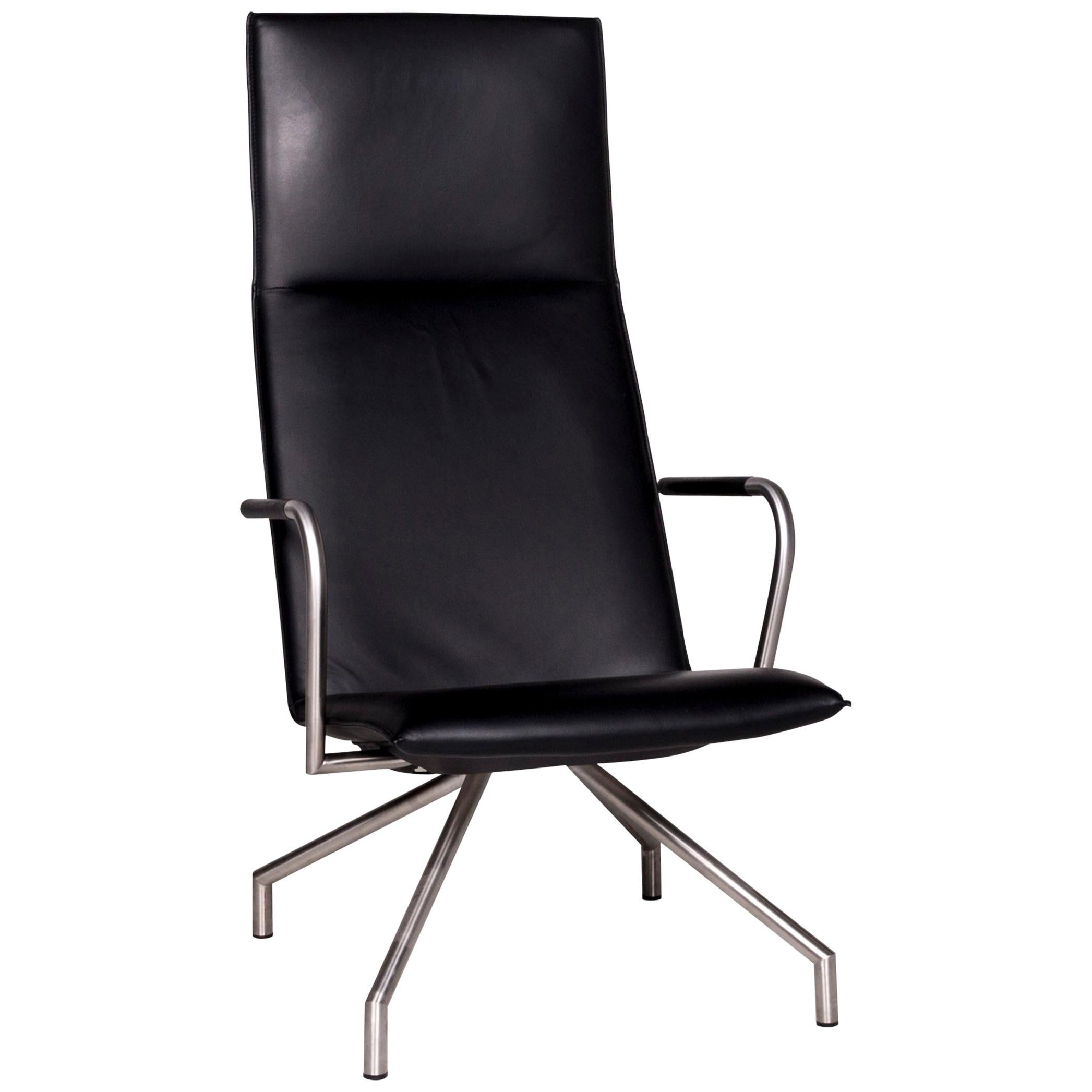 Arco Lay Down Leather Armchair Black For Sale