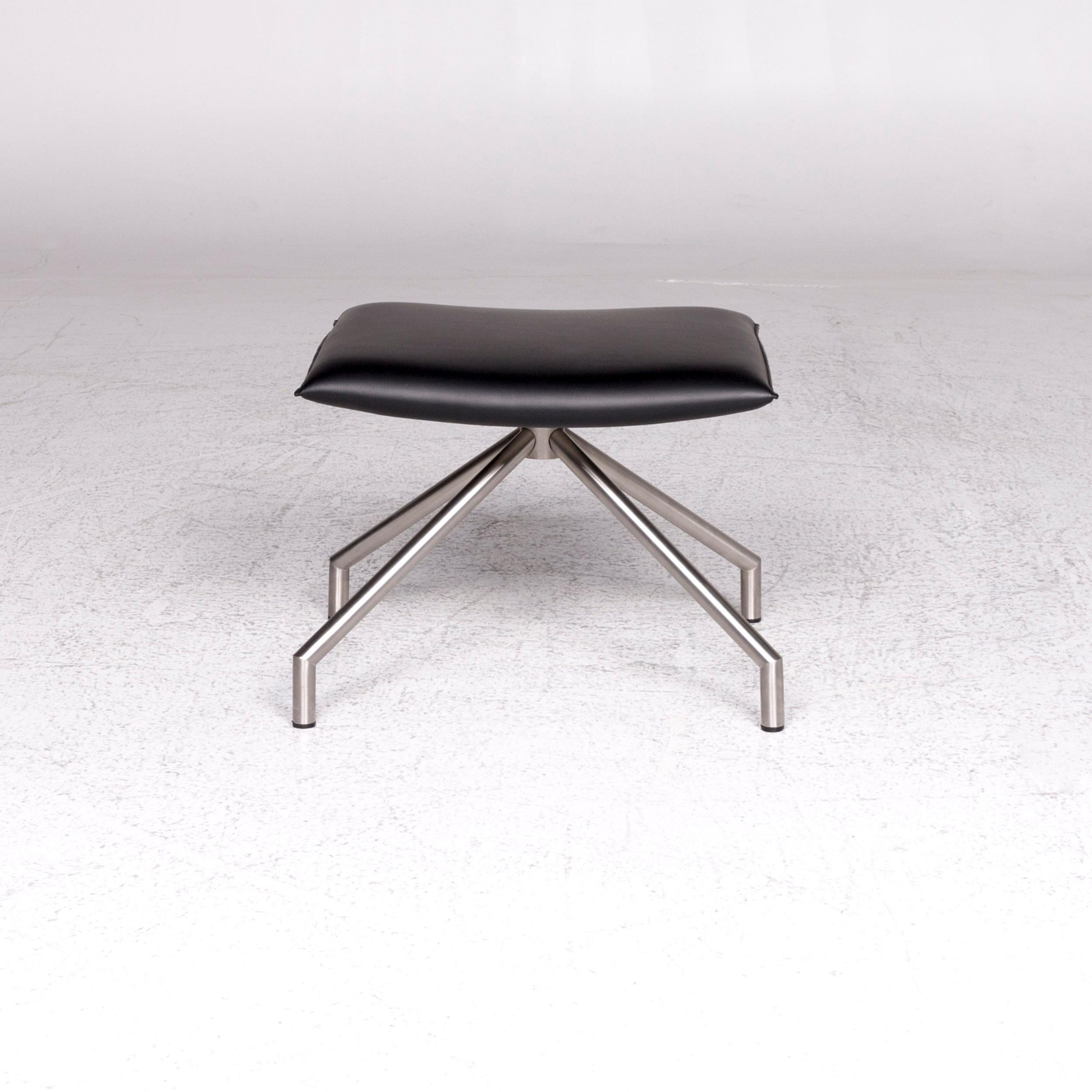 Arco Lay Down Leather Stool Black 4