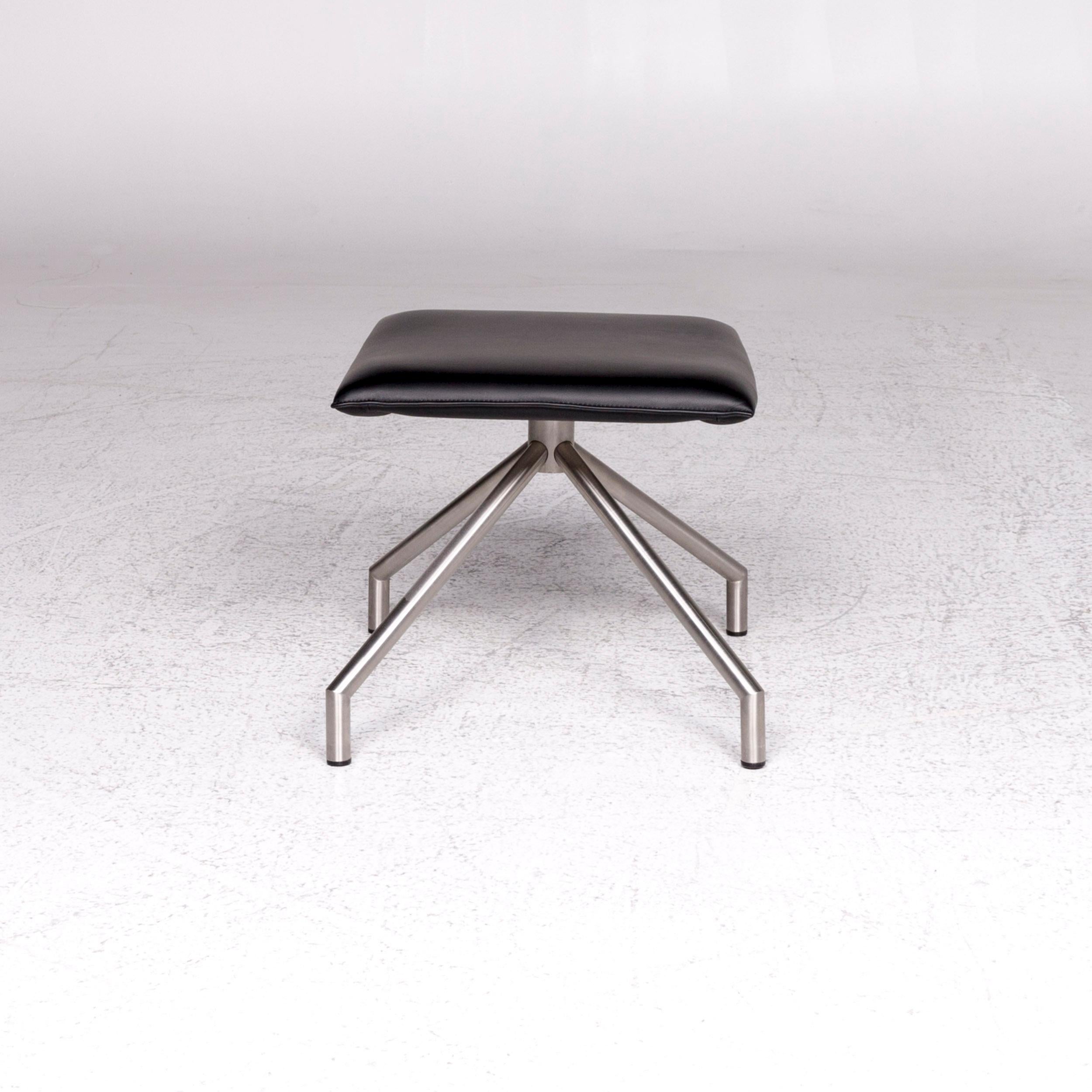 Arco Lay Down Leather Stool Black 5